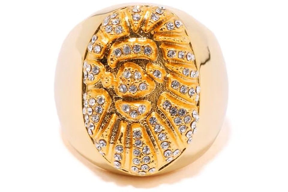 Bape A Bathing Ape Mens APE HEAD CRYSTAL STONE RING Size ONE SIZE - 4 Thumbnail