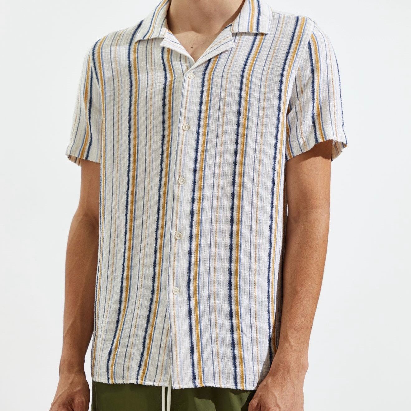 Wax London WAX LONDON Didcot Striped Camp Collar Shirt XL EUC Size US XL / EU 56 / 4 - 1 Thumbnail