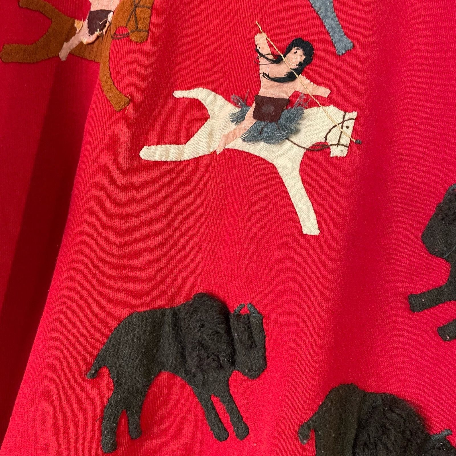 Jerzees Cute Late 80s Early 90s OOAC Red Bison Hunt Sweatshirt Size XL / US 12-14 / IT 48-50 - 2 Thumbnail