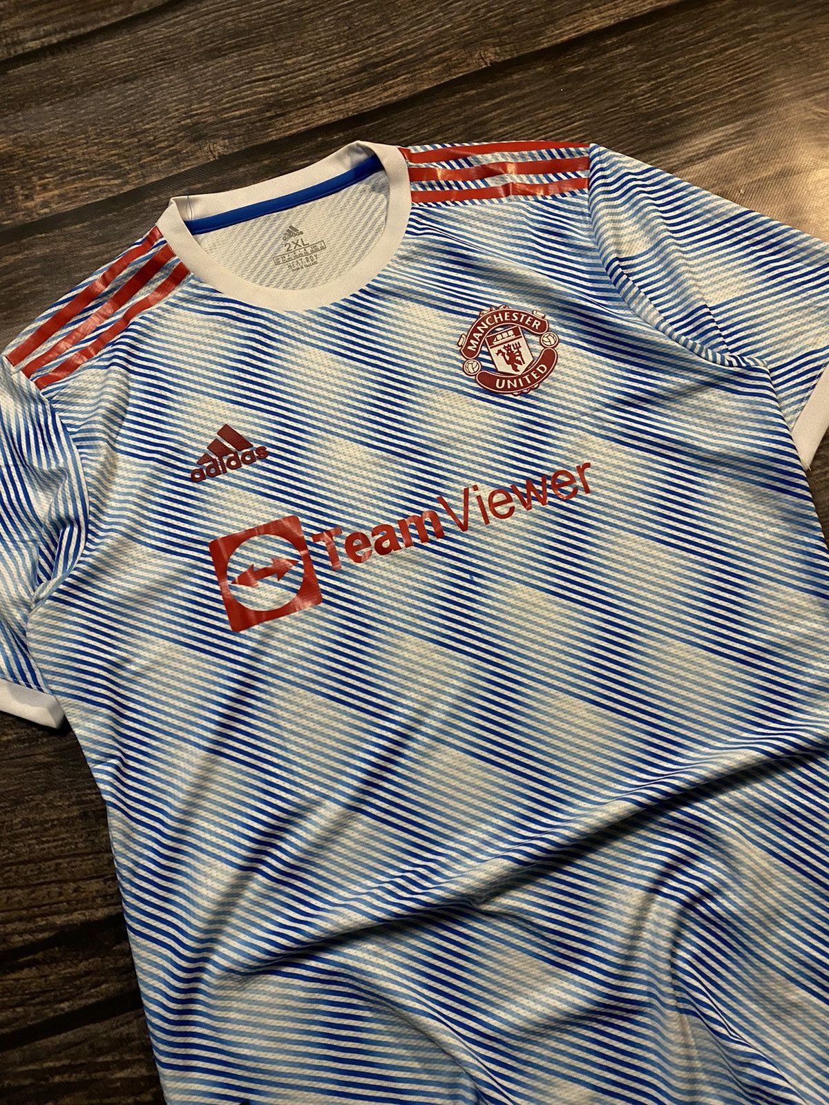 Adidas RARE ❗️ ADIDAS MANCHESTER UNITED STRIPED JERSEY Size US XL / EU 56 / 4 - 2 Thumbnail