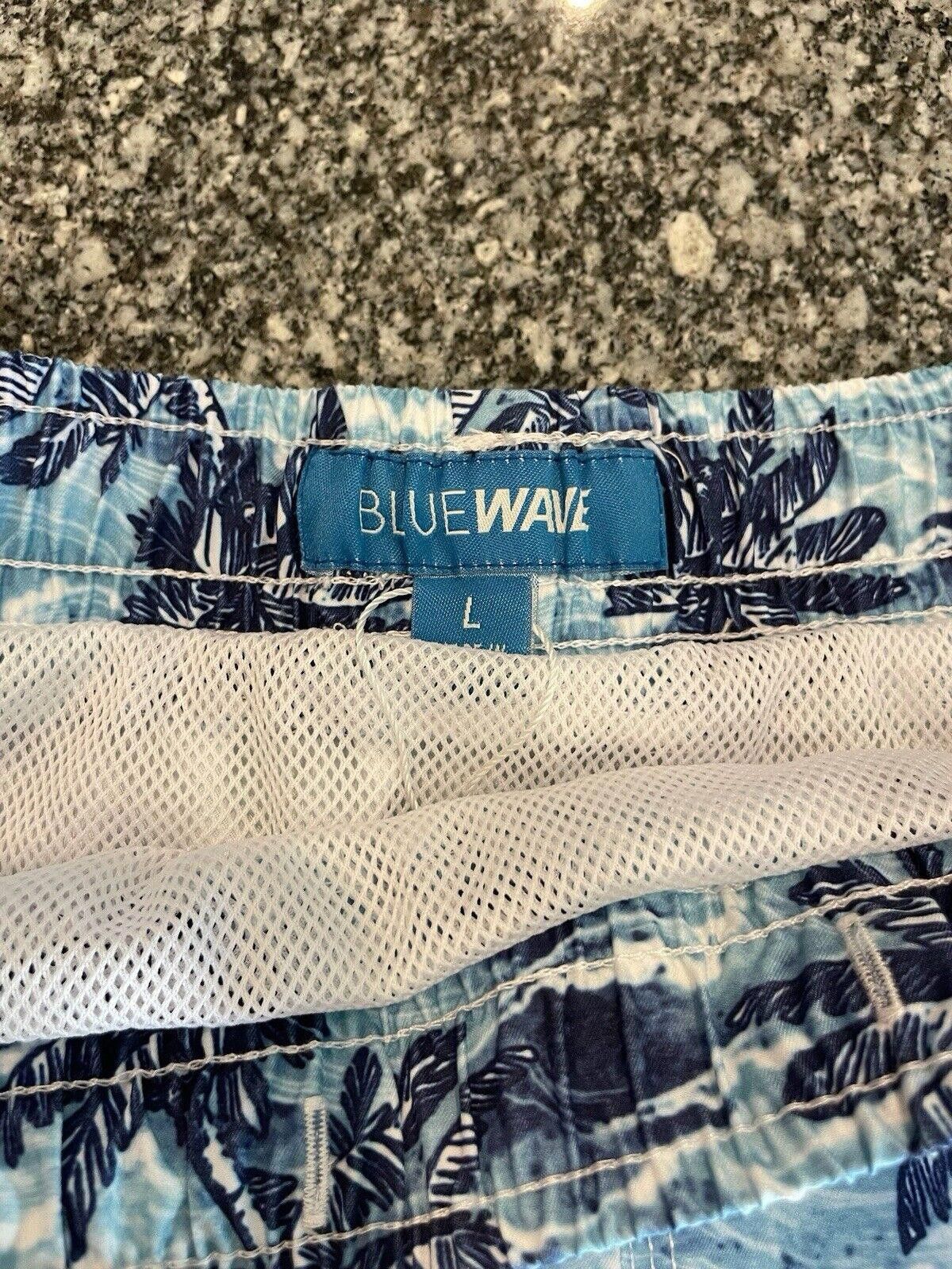 Designer Blue Wave Sz Large Blue palm tree waves Swim Trunks (A5) Size US 34 / EU 50 - 3 Thumbnail