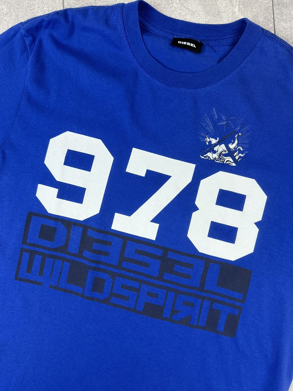 Diesel Diesel 978 Overprint Logo Mens Blue T-Shirt Size US M / EU 48-50 / 2 - 2 Thumbnail