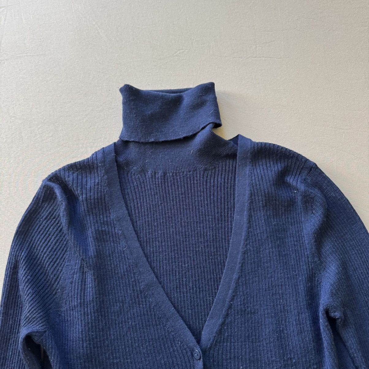 Massimo Dutti MASSIMO DUTTI Merino Wool Ribbed Cardigan & High Neck Top Size S / US 4 / IT 40 - 4 Thumbnail