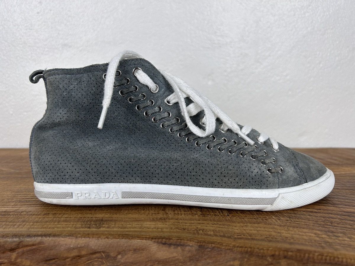 Prada Prada Sport Grey Suede Leather Eyelet Detail High Top 39 Size US 9 / IT 39 - 8 Thumbnail