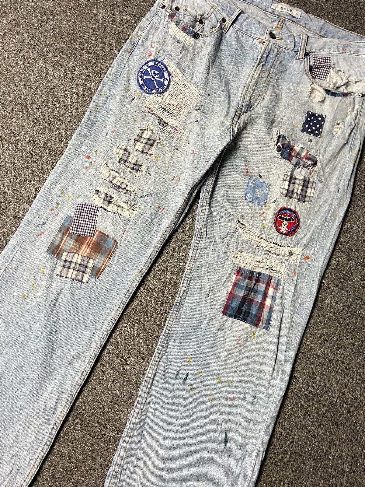 Japanese Brand ILLS Brand Custom Patchwork Denim Jeans (157) Size US 34 / EU 50 - 7 Thumbnail