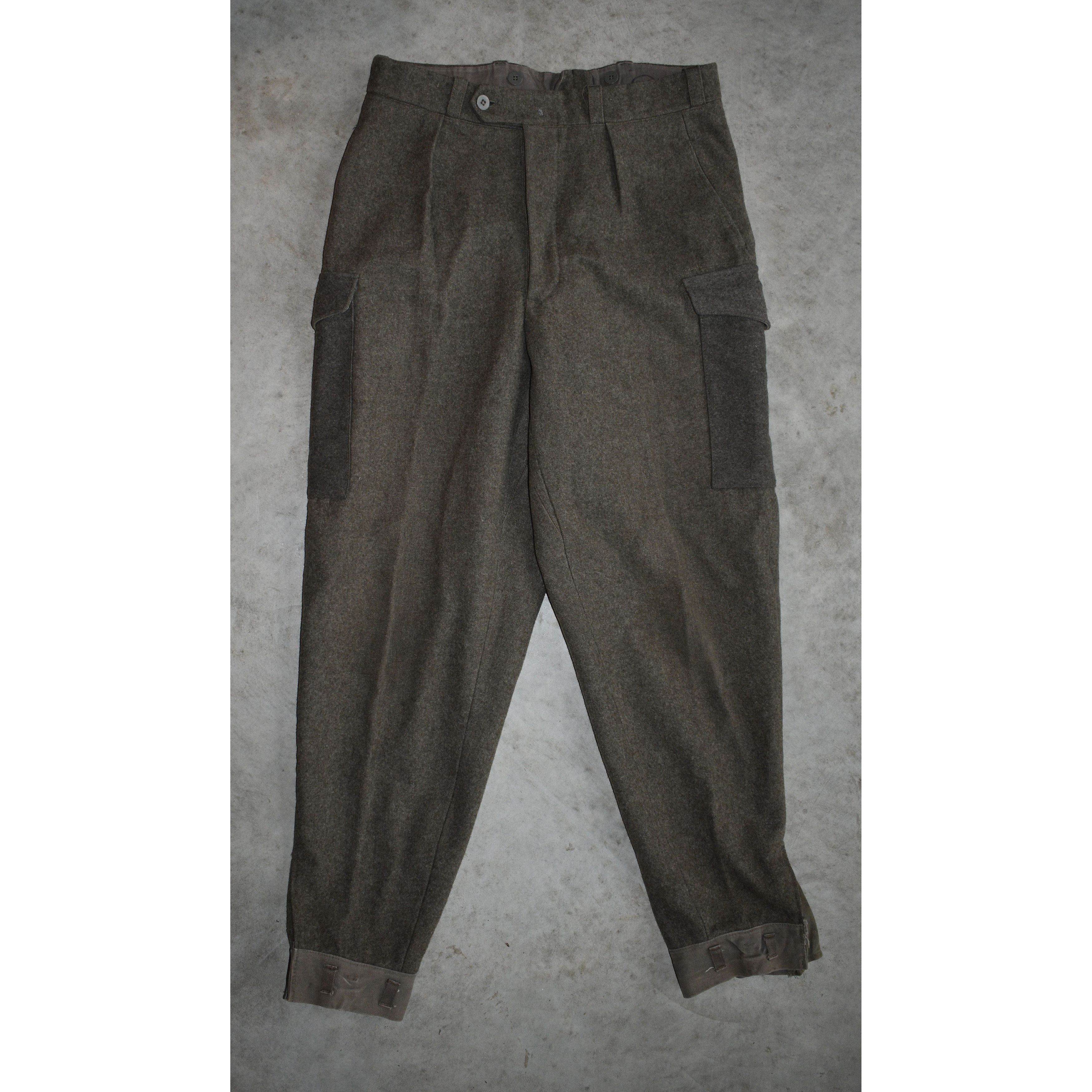 image of Archival Clothing x Military Vintage Widengrens 1956 Swedish Army Wool Pants in Khaki Green (Size 3