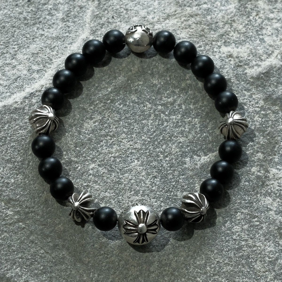 Chrome Hearts CHROME HEARTS 8MM BEAD MATTE BLACK BRACELET | Grailed