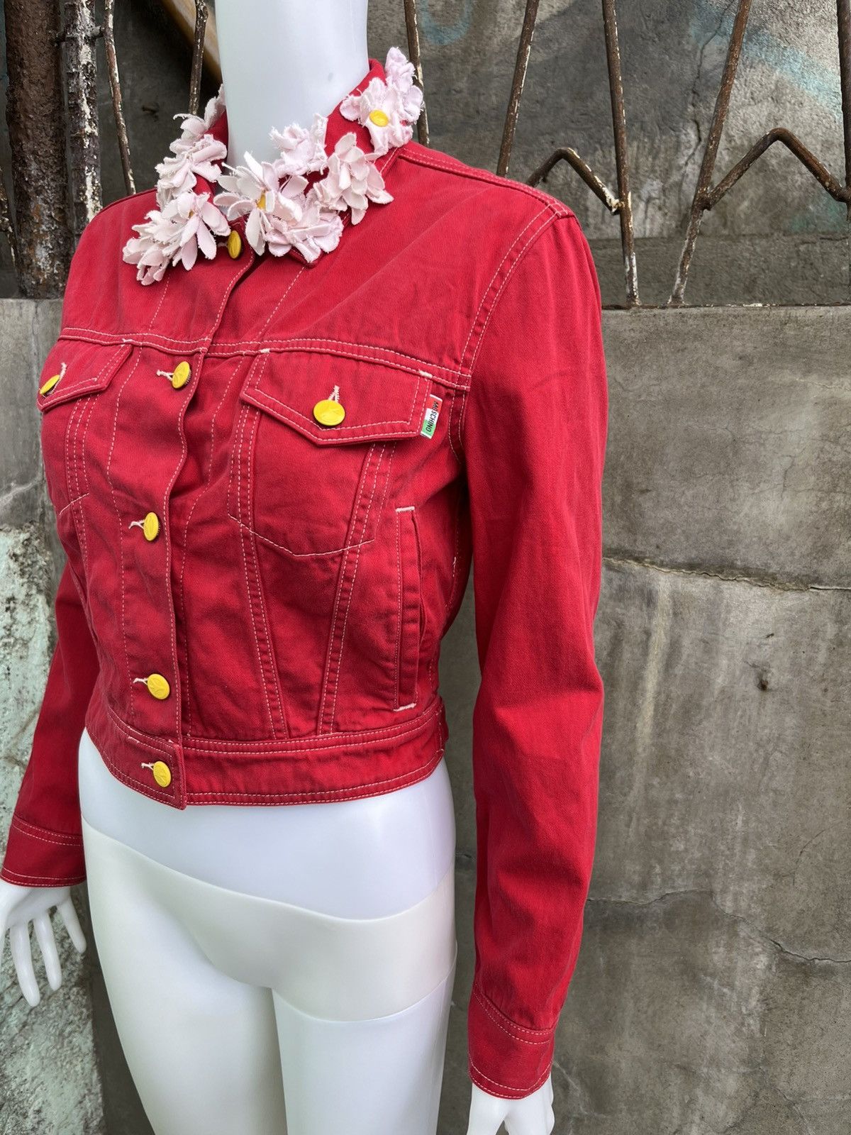 Moschino Love Me Love Me Not Daisy Collar Denim Jacket Size XS / US 0-2 / IT 36-38 - 4 Thumbnail
