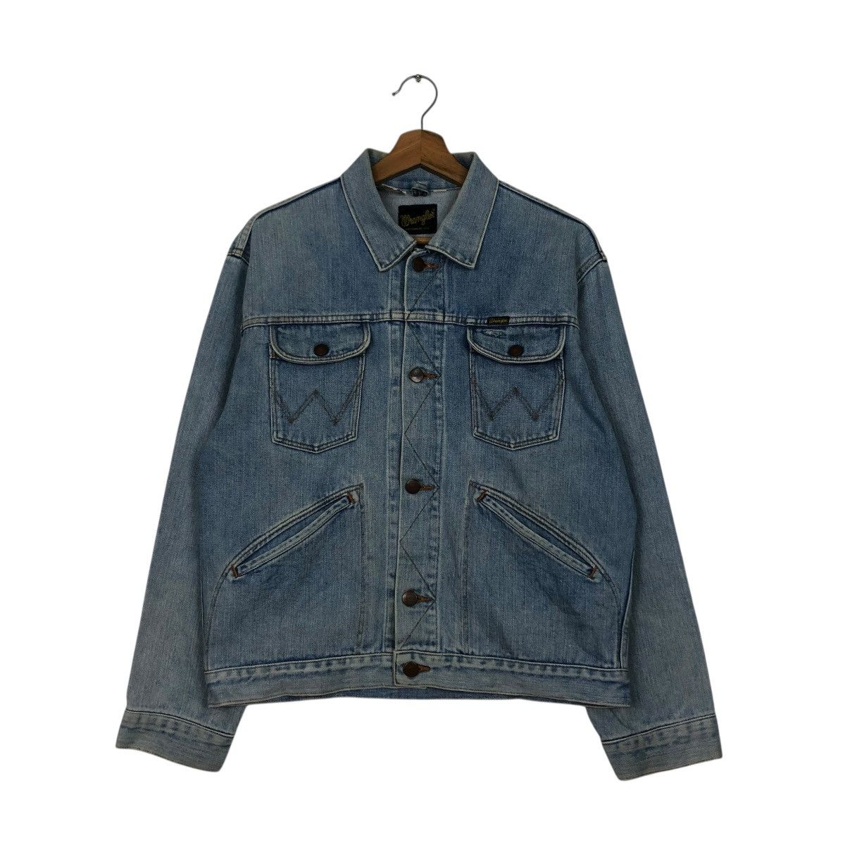 Wrangler 🔥14OZ BROKEN DENIM TRUCKER BIKER DENIM JACKET WRANGLER Size US M / EU 48-50 / 2 - 3 Thumbnail
