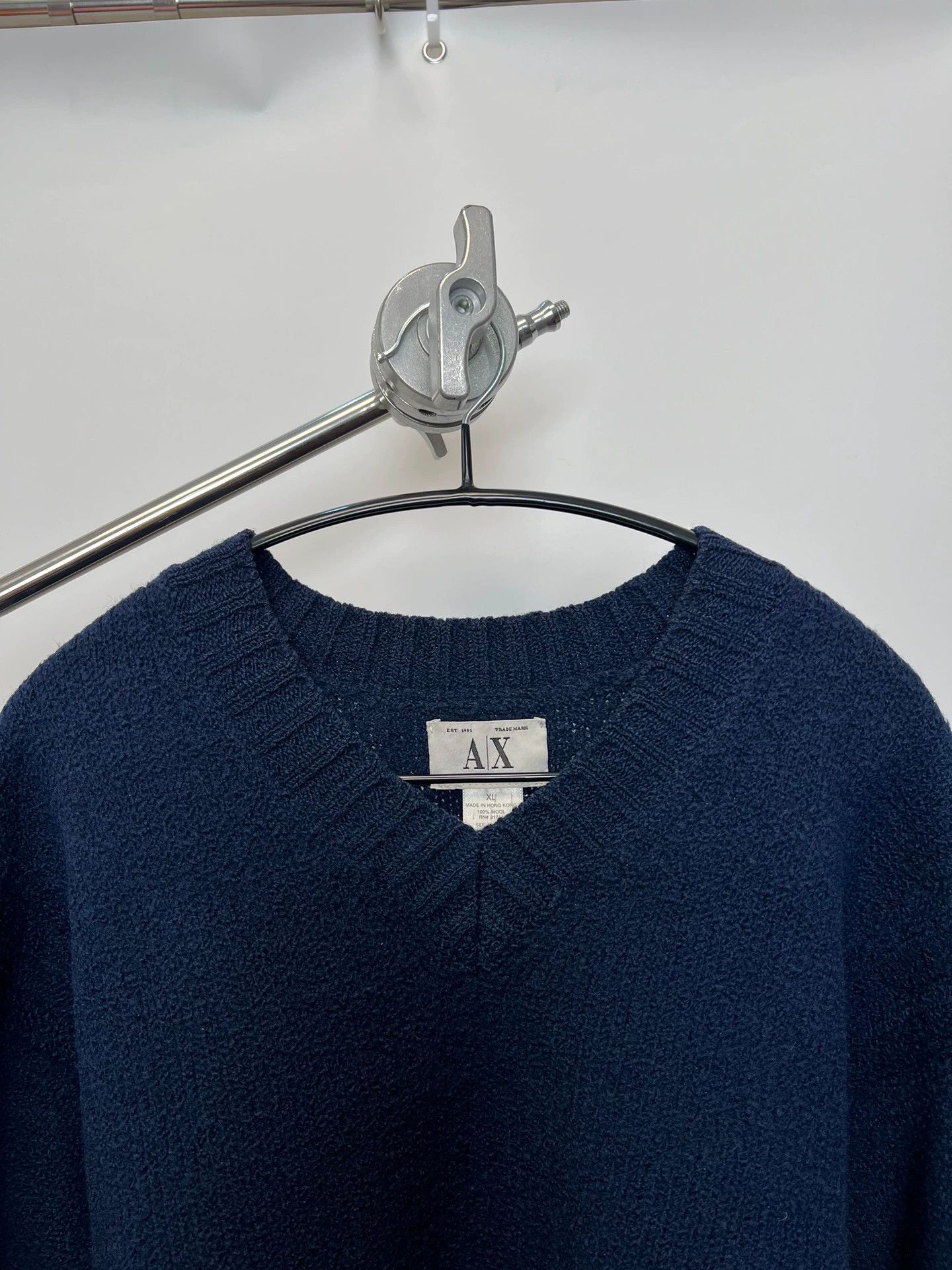 Armani Exchange Armani Exchange V-neck Wool Blend Sweater Blue Relaxed Size XL / US 12-14 / IT 48-50 - 3 Thumbnail