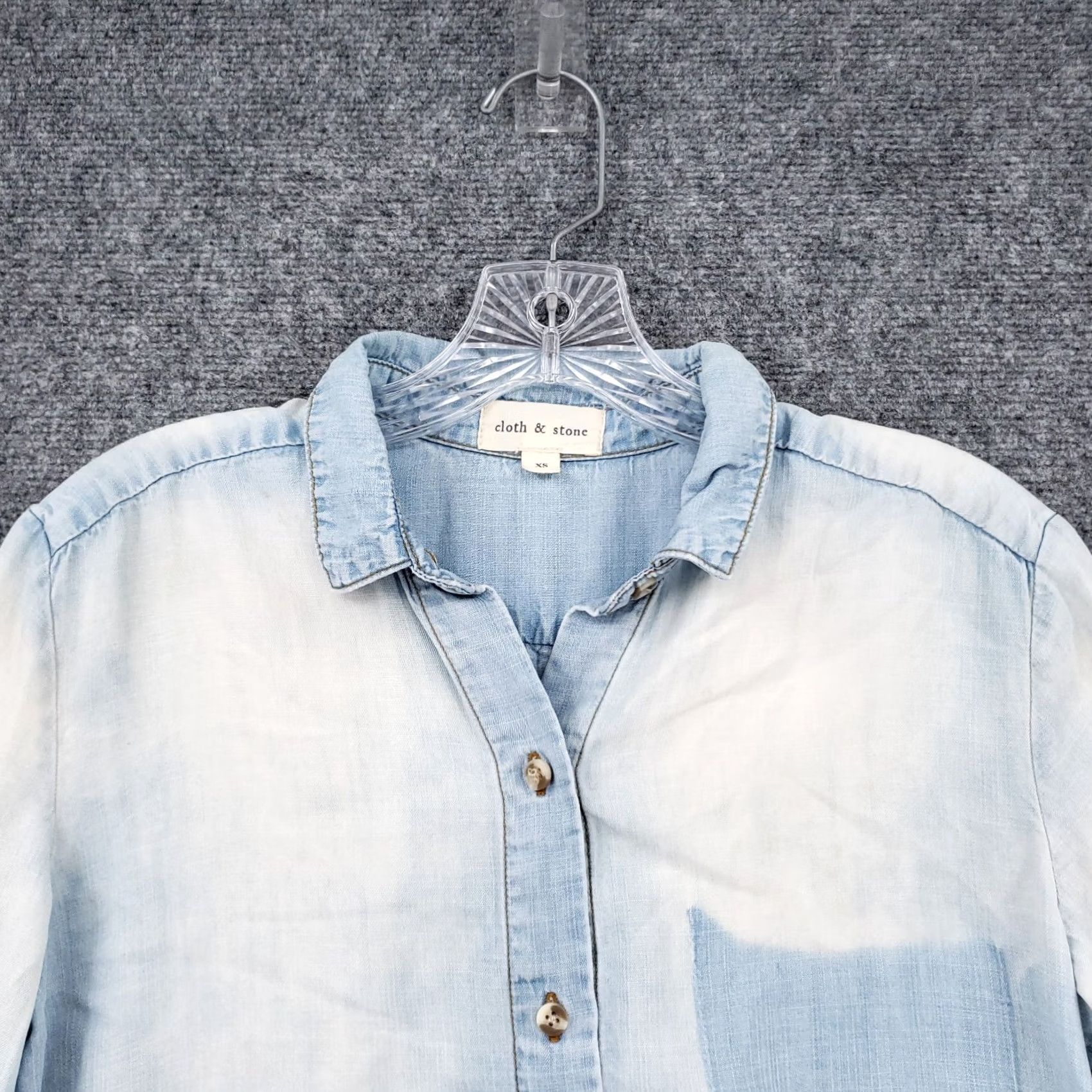 CLOT Cloth & Stone Shirt Womens XS Blue Chambray Button Down Long Sleeve Size XS / US 0-2 / IT 36-38 - 3 Thumbnail