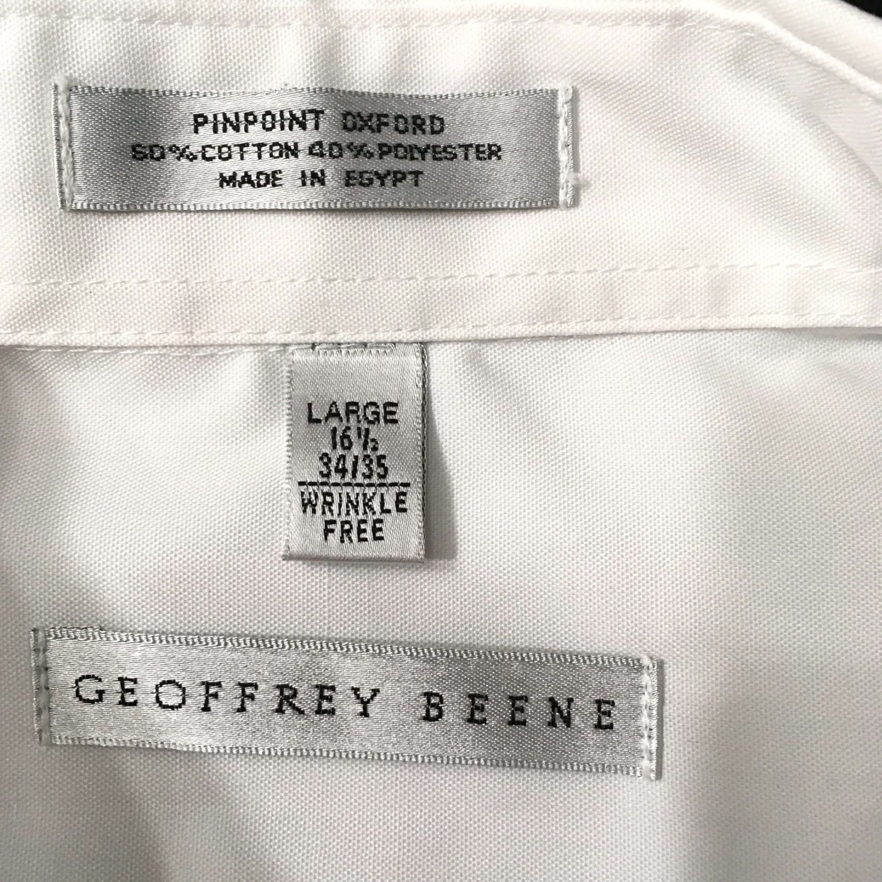 Geoffrey Beene Geoffrey Beene White Dress Shirt 16.5 34/35 Wrinkle Free Vintage? No. (Reorder and concise) Size 46R - 2 Thumbnail