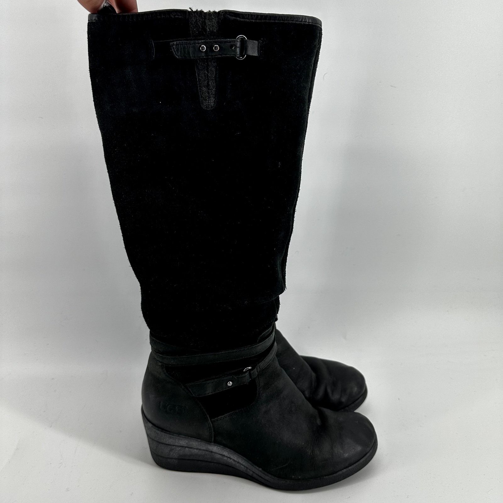 Ugg UGG Lesley Wedge Knee High Boots Waterproof Zip Suede 6 Size US 6 / IT 36 - 2 Thumbnail
