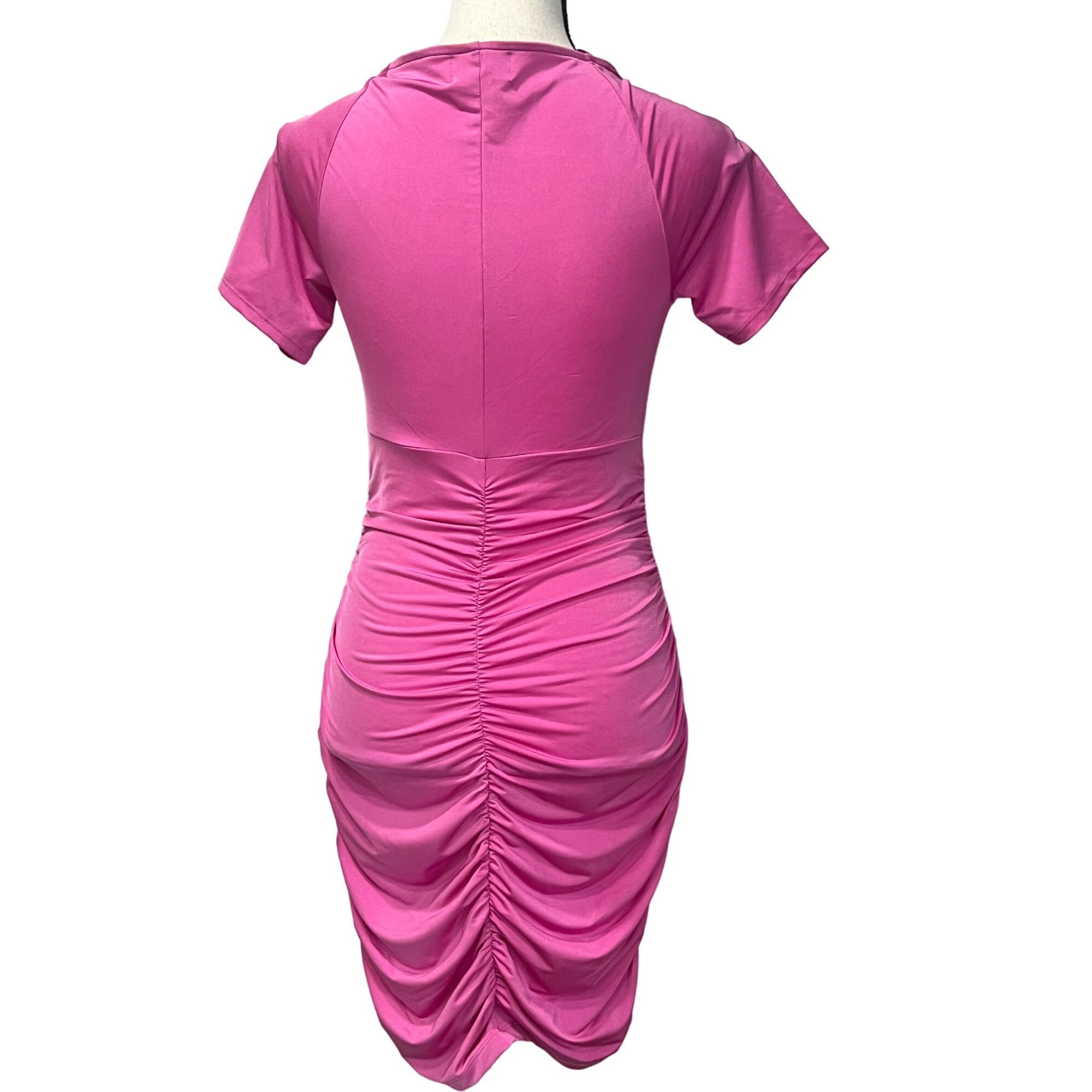 Other OPEN EDIT Ruched T-shirt Dress In Pink Rosebud, XS Size XS / US 0-2 / IT 36-38 - 7 Thumbnail