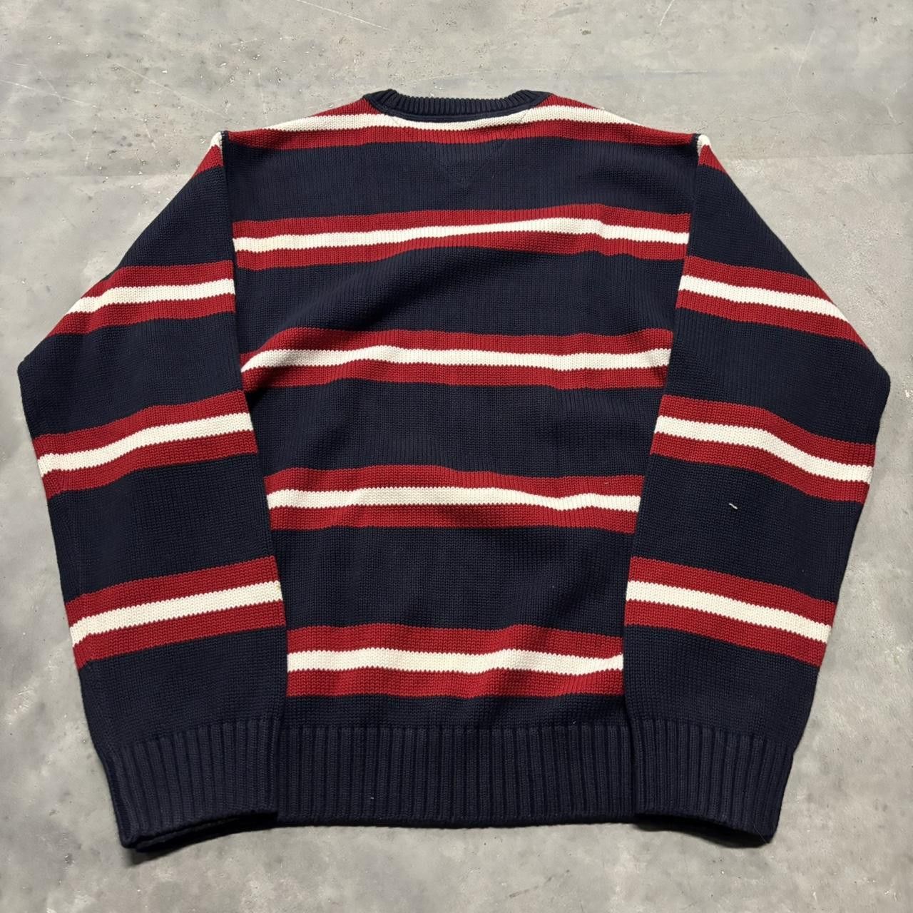 Japanese Brand × Vintage Crazy Vintage Y2K/2000s Navy Blue Red Striped Streetwear Essential Sweater! Size US M / EU 48-50 / 2 - 5 Thumbnail