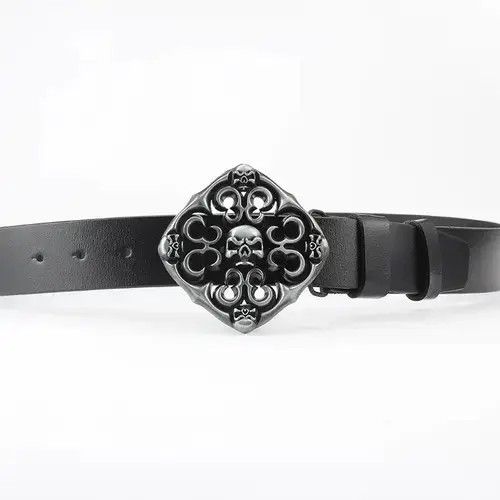 Leather × Vintage Pattern Petal Skull Belt Size ONE SIZE - 2 Thumbnail