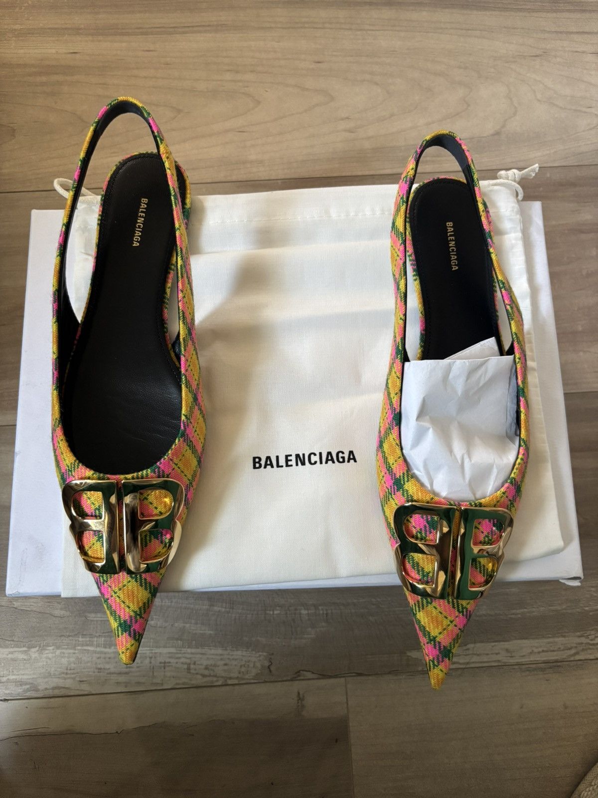Balenciaga Balenciaga Knife tweed ballet flats plaid multi color Size US 7 / IT 37 - 1 Thumbnail