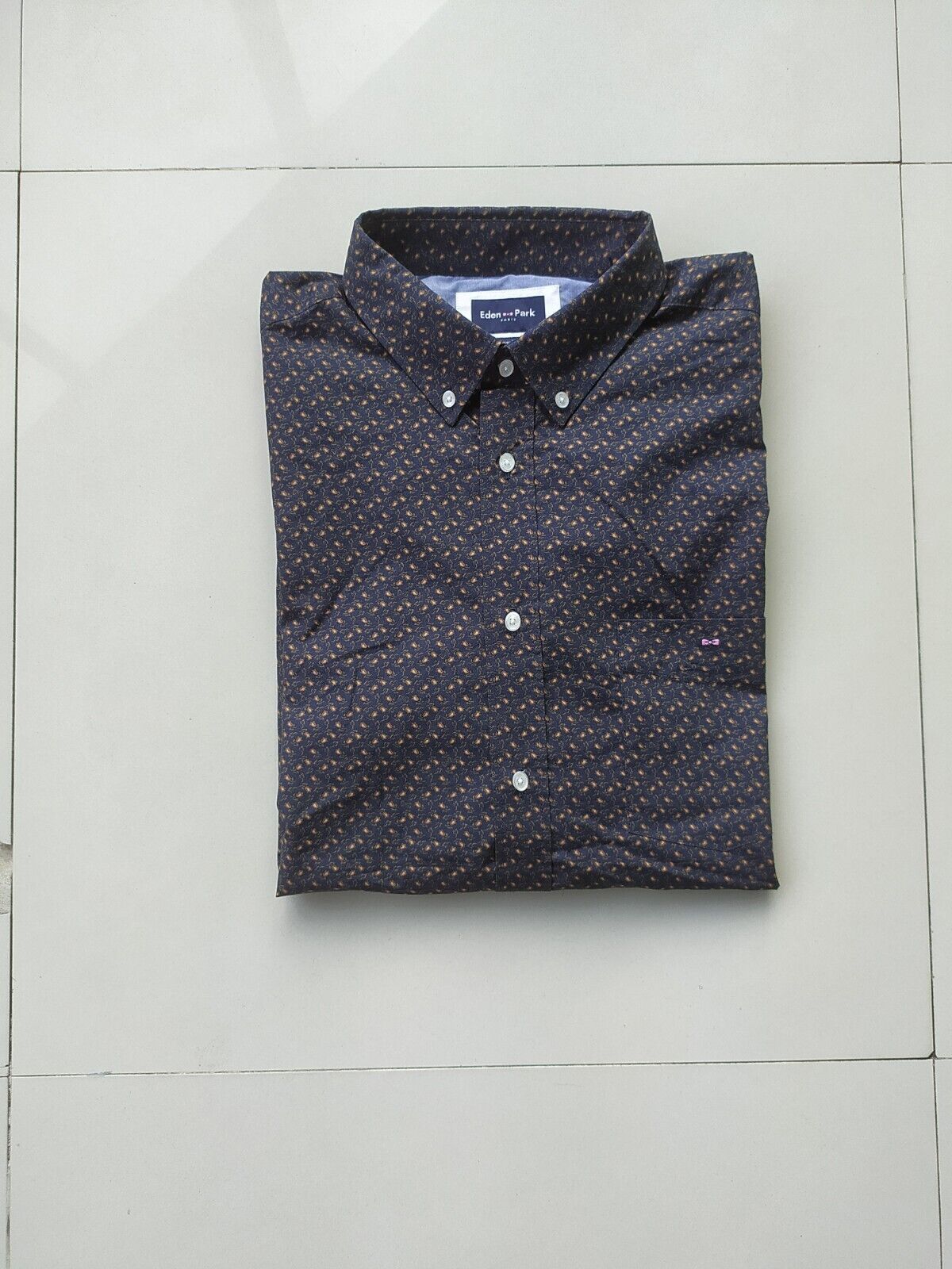 image of Eden Park Blue With Exclusive Print Men's Shirt $140 (Size 2XL)