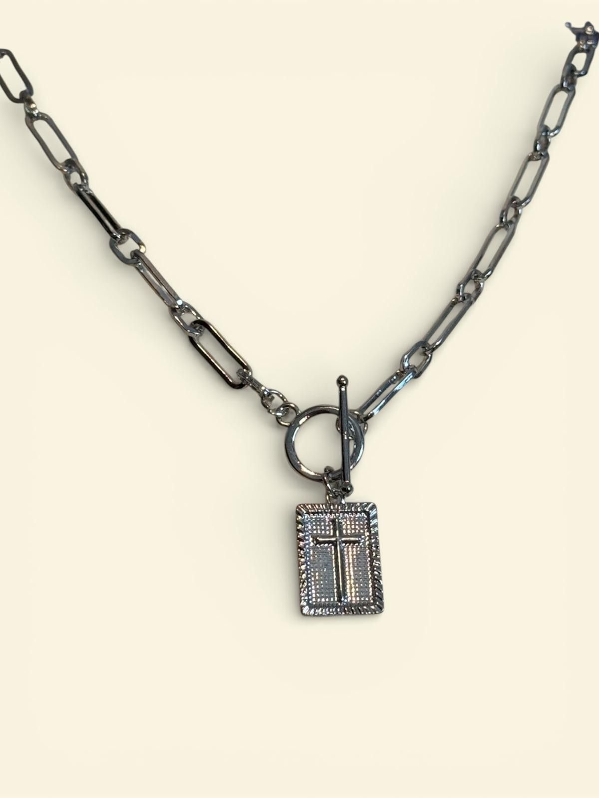 The Unbranded Brand Stainless Steel Silver Chain Necklace with Cross Pendant Size ONE SIZE - 1 Thumbnail