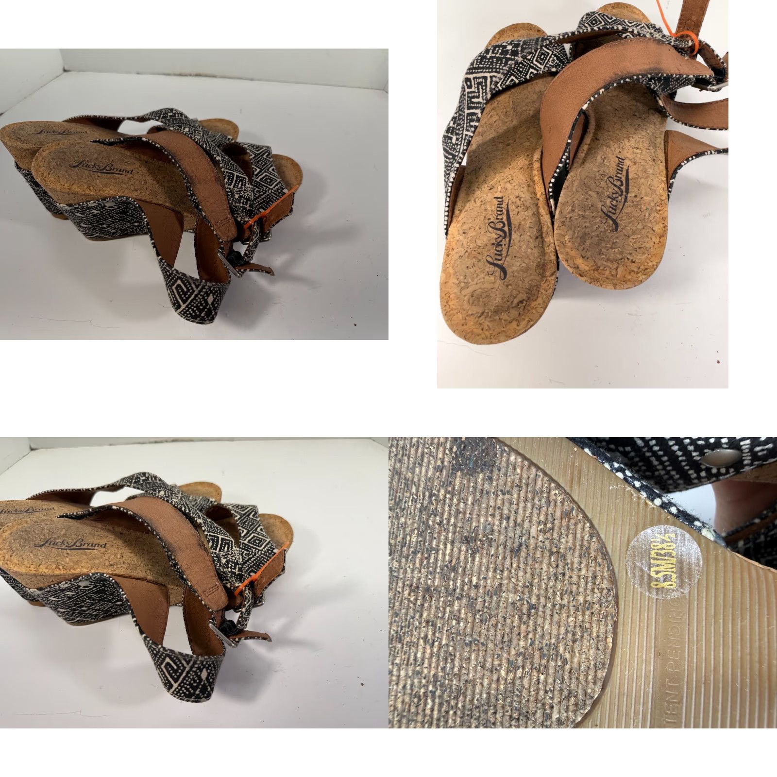 Lucky Brand Lucky Brand Moran Wedge Sandals Womens 8.5M Brown Black Crossover Ankle Strap Vintage: No Mens Womens Boy? Size US 7 / IT 37 - 8 Thumbnail