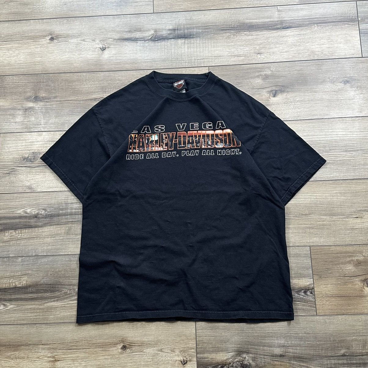 Harley Davidson Vintage 2003 Harley Davidson Las Vegas Biker Graphic Tee Size US XL / EU 56 / 4 - 1 Thumbnail