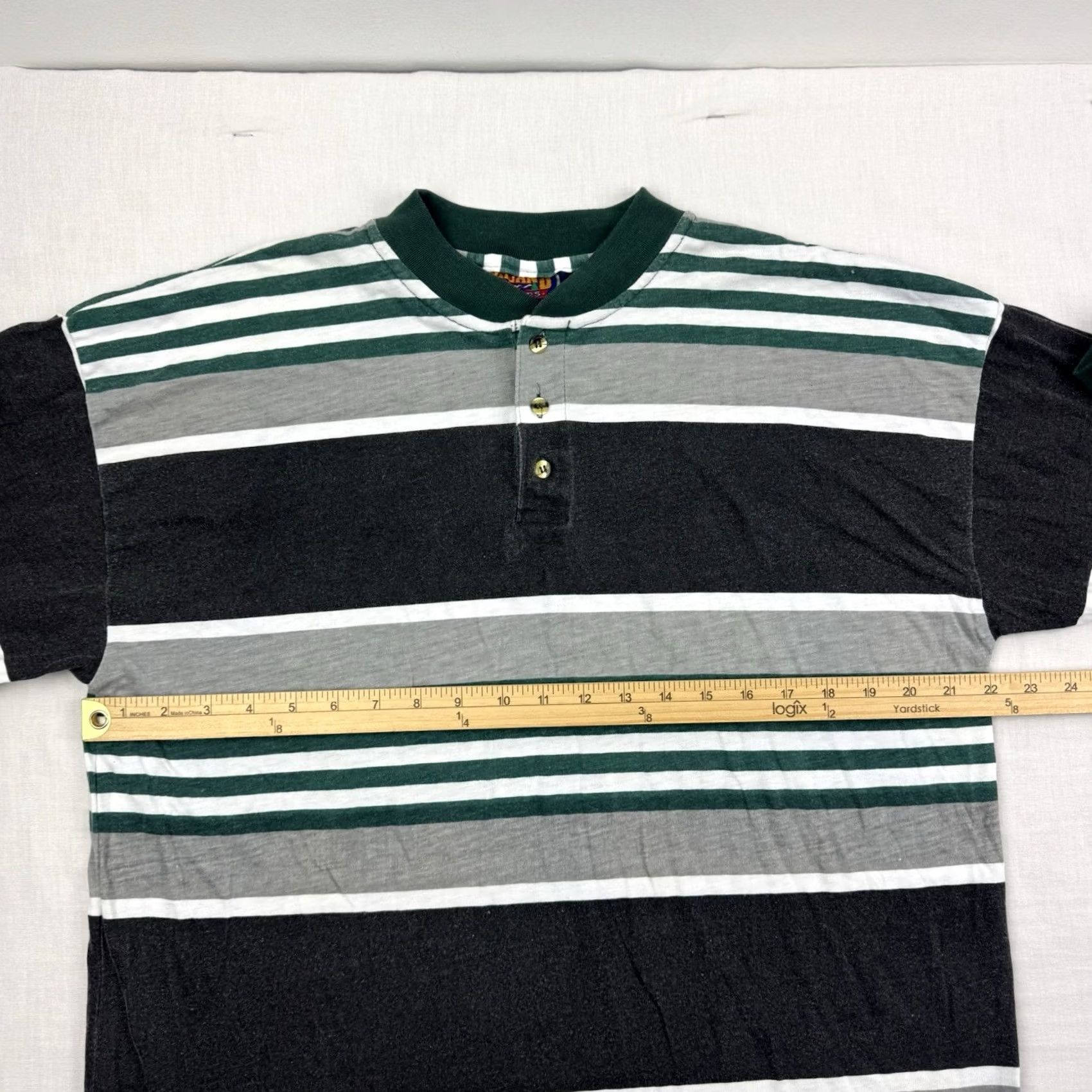 Vintage VINTAGE Highland Outfitters Henley Long Sleeve Shirt Adult L Striped Green 90s Outdoor Mens Size US L / EU 52-54 / 3 - 7 Thumbnail