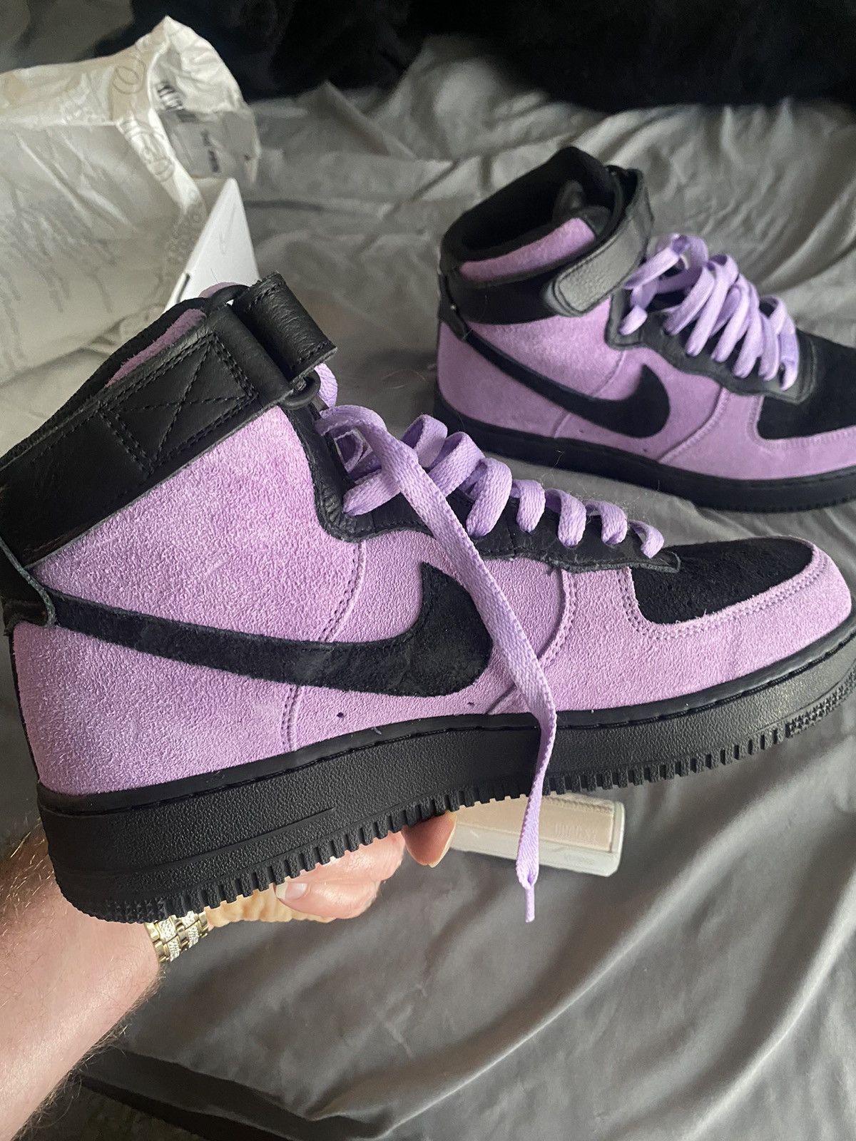 Nike Nike Air Force 1 Black & Purple suede custom Size US 7 / EU 40 - 3 Thumbnail