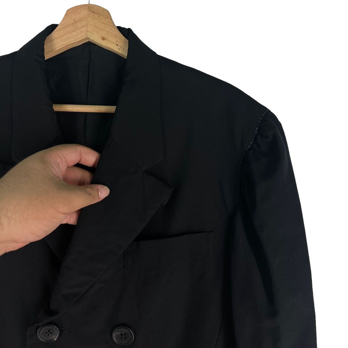 Yohji Yamamoto 🔥RUNWAY DOUBLE BREAST CASUAL COATS YOHJI YAMAMOTO POUR HOMME Size US L / EU 52-54 / 3 - 4 Thumbnail