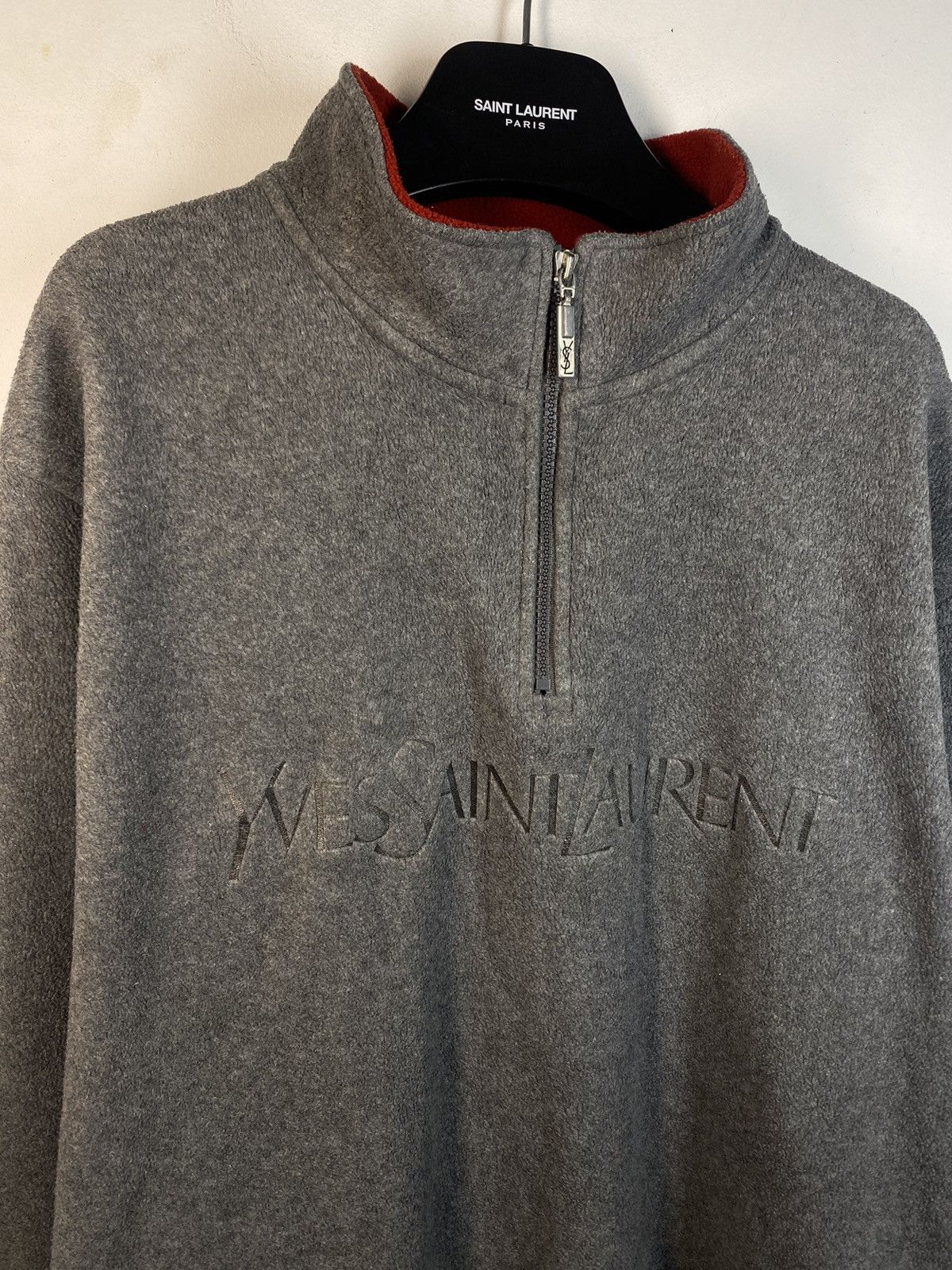 Yves Saint Laurent Fleece YSL Sweatshirt 1/4 Quarter Zip Logo Vintage Sweater Size US XL / EU 56 / 4 - 8 Thumbnail