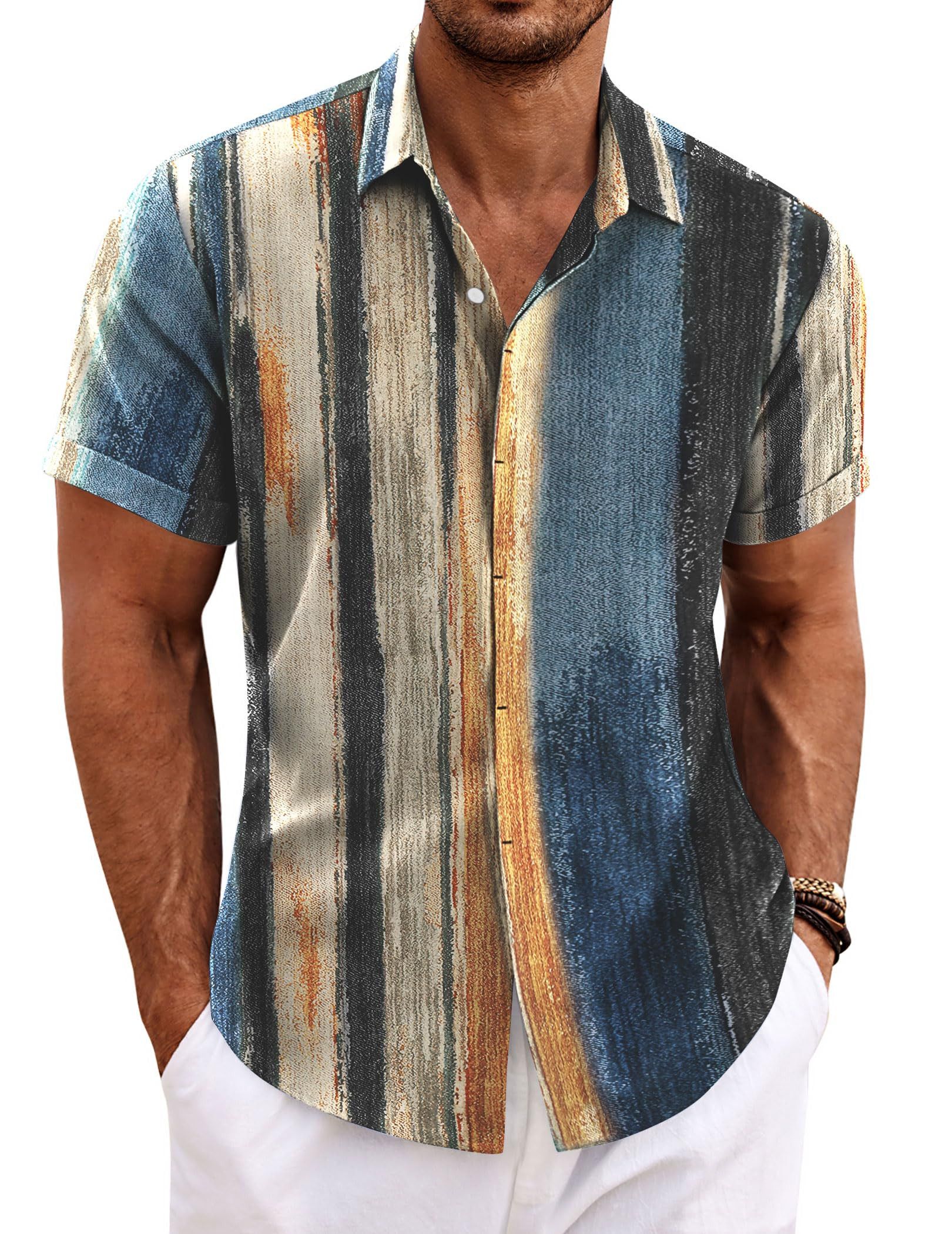 Vintage Men's linen beach summer shirt Size US L / EU 52-54 / 3 - 5 Thumbnail