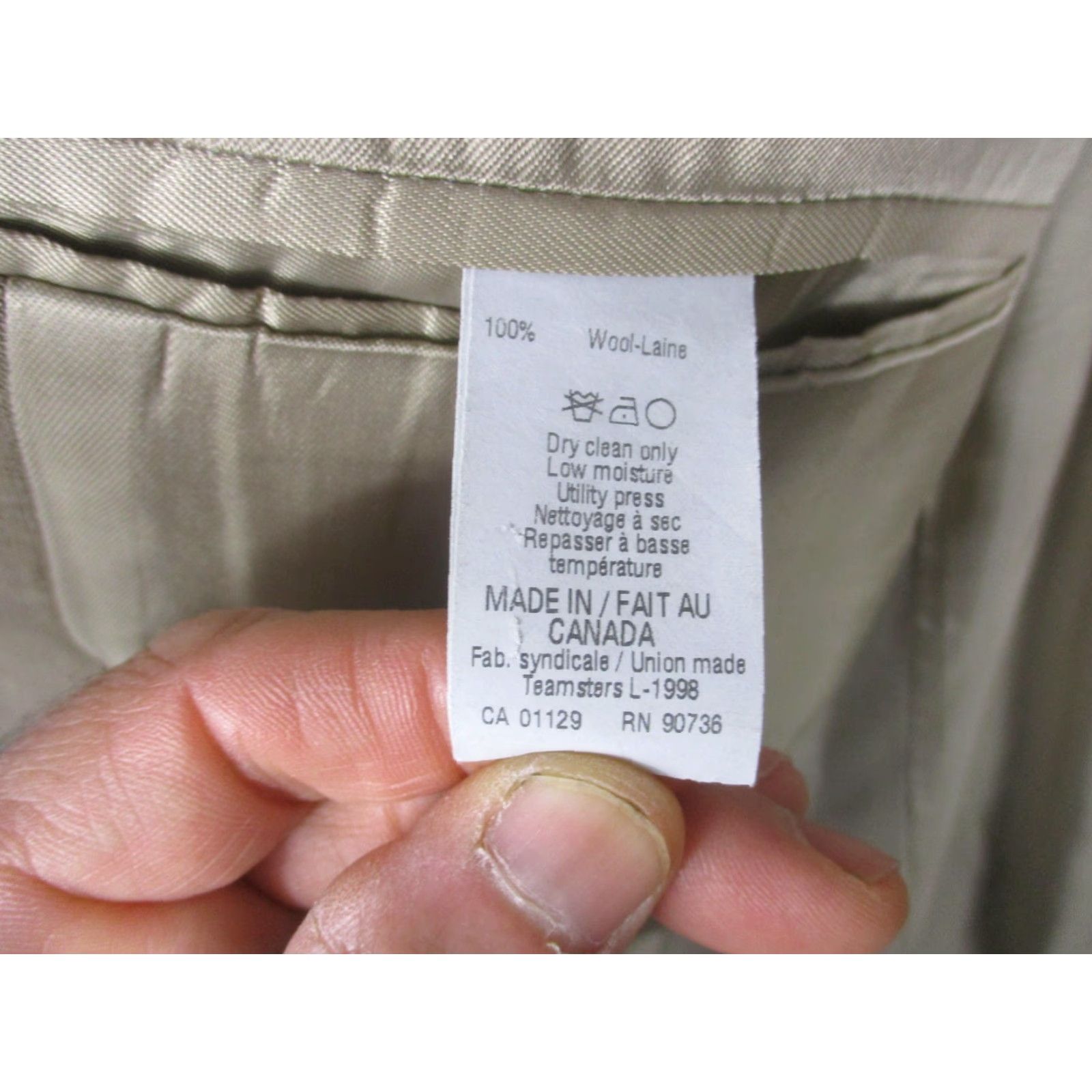 Ralph Lauren Lauren Ralph Lauren Sport Coat Blazer Mens 43L Tan Wool 2-Button Notch Lapel Long Woolmark, Beige, Business Wedding, Regular Fit Size 46R - 6 Thumbnail