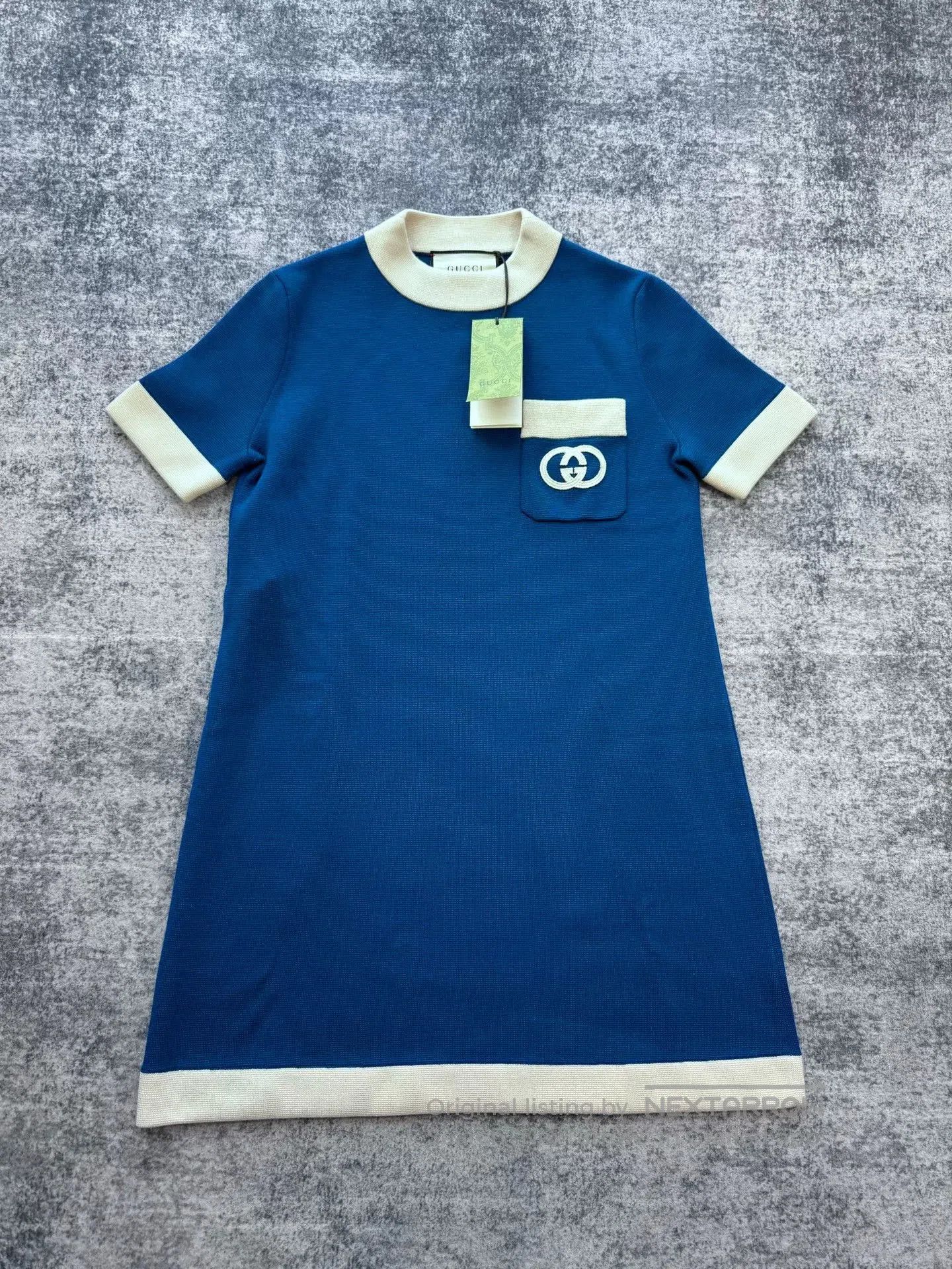 Gucci gucci blue and white knitted short dress. Size S / US 4 / IT 40 - 1 Thumbnail