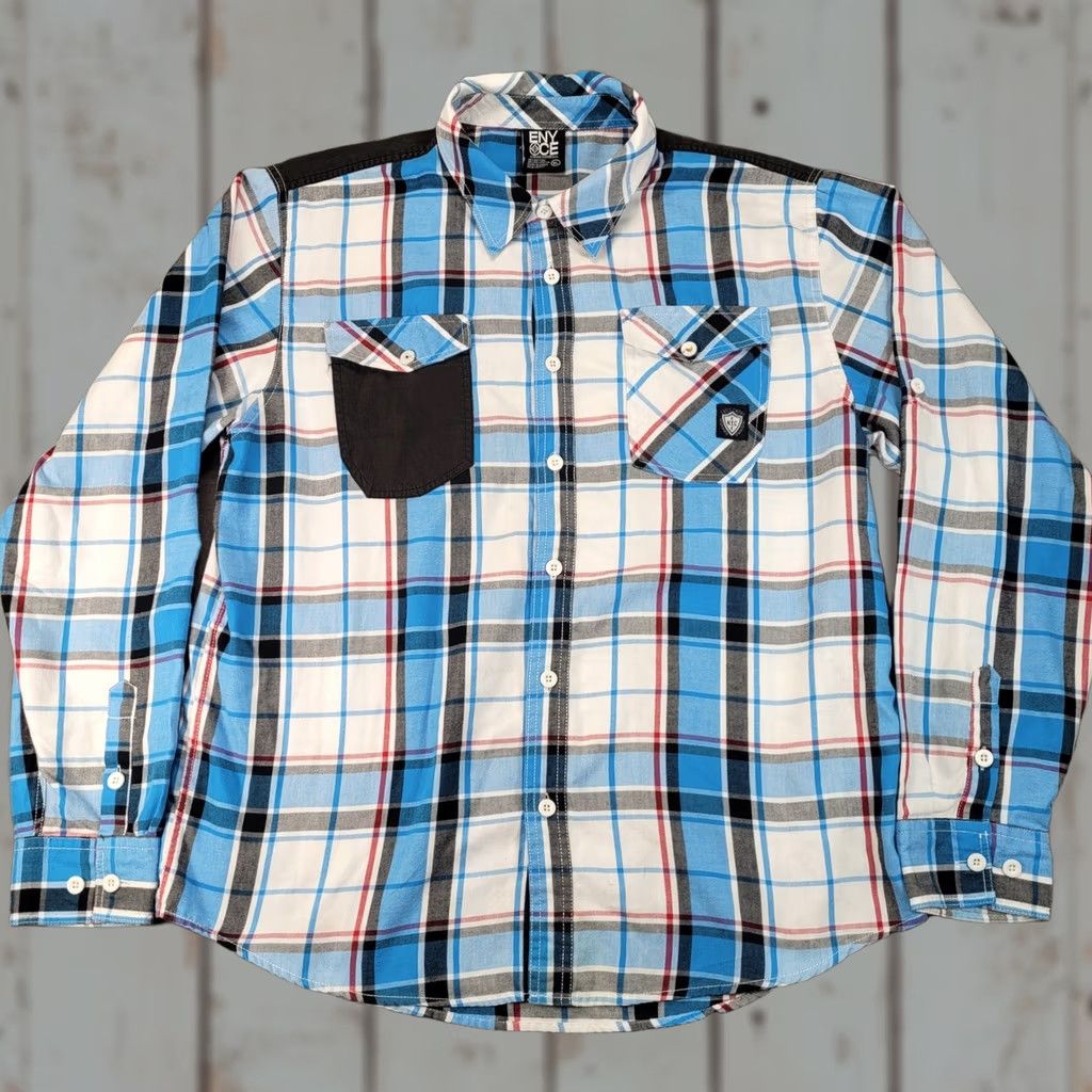 Enyce Enyce Mens XL Blue White Plaid Button Down Shirt Colorblock Y2K Streetwear NYC Size US XL / EU 56 / 4 - 1 Thumbnail