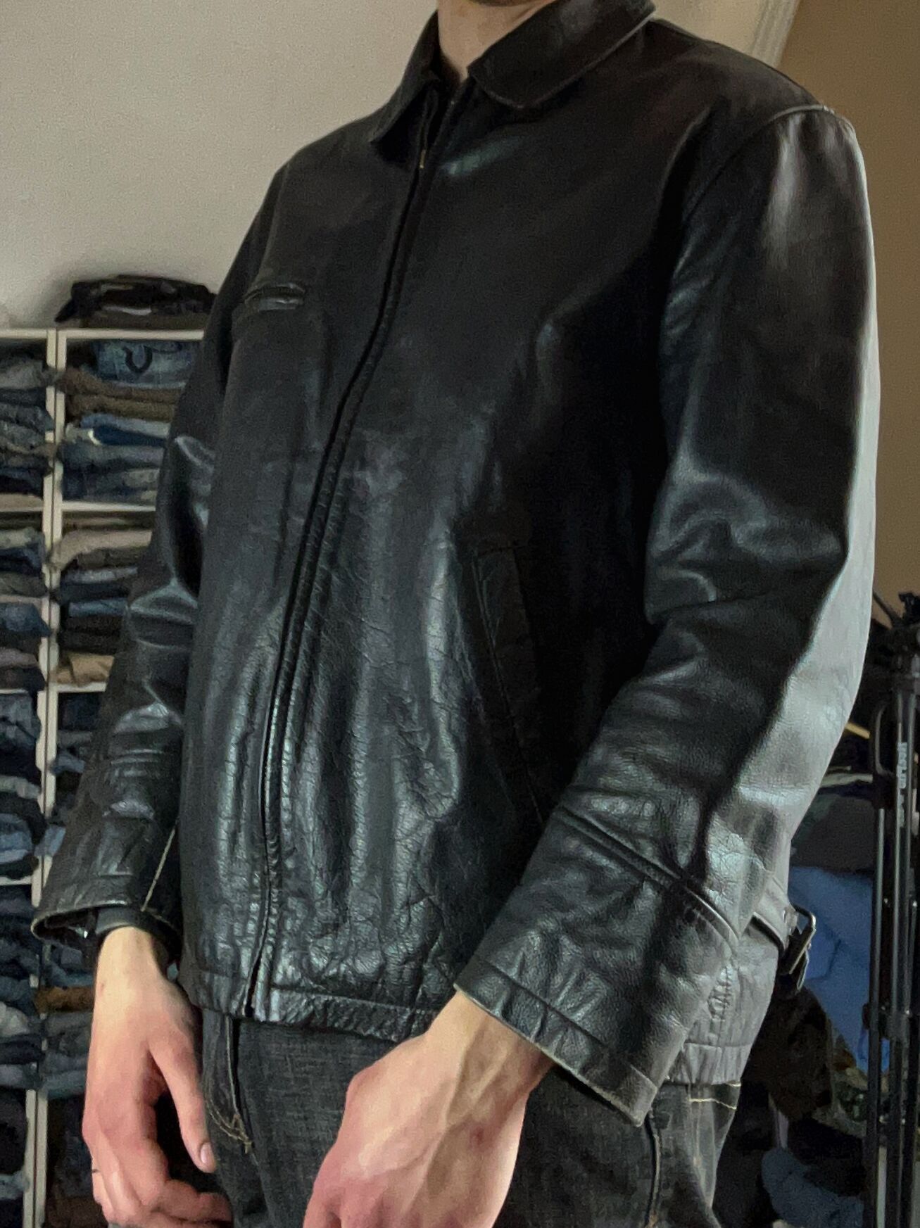 Japanese Brand VTG Yohji Yamamoto Kanye West Ye Style Washed Leather Jacket Size US L / EU 52-54 / 3 - 12 Thumbnail