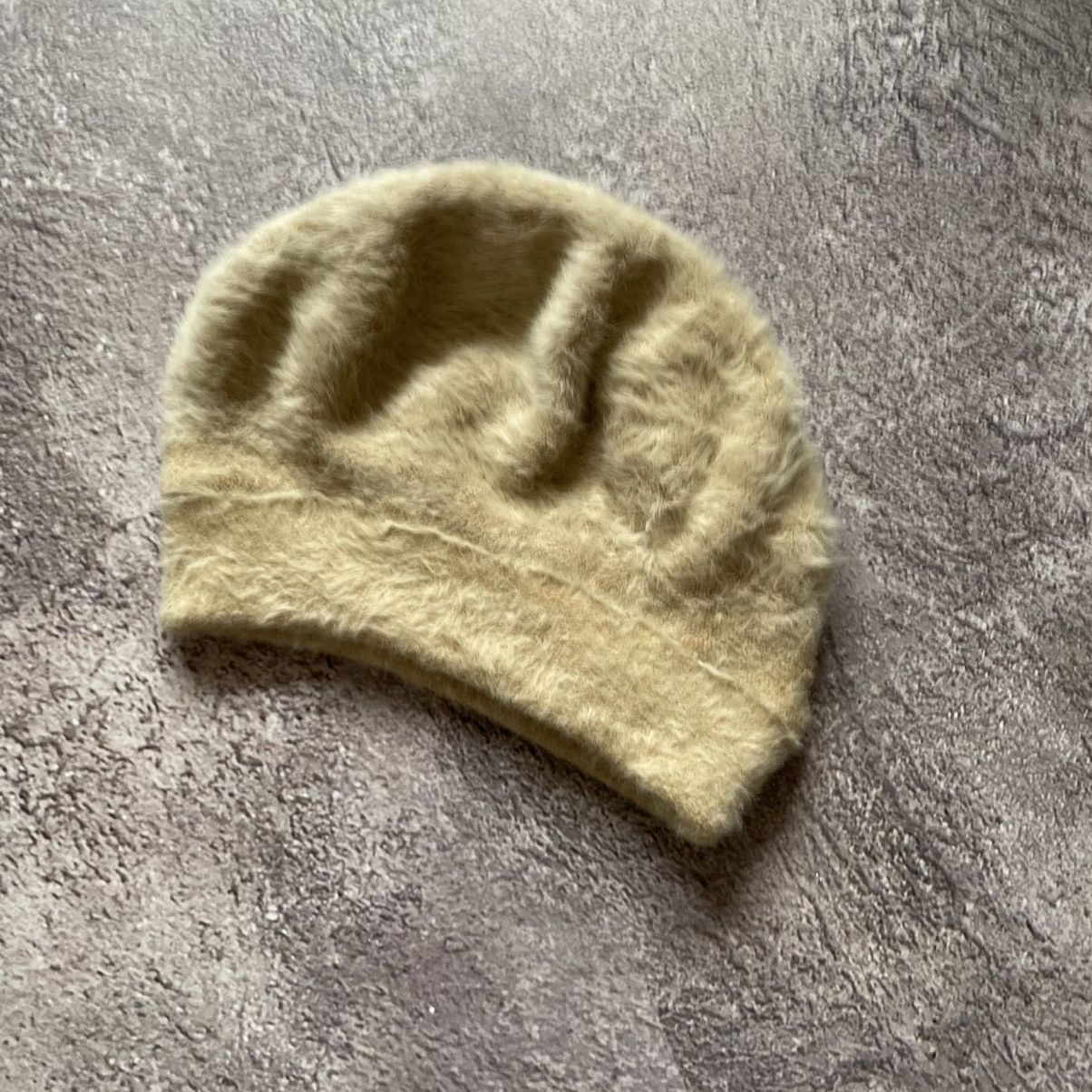 Vintage Vintage 90s Mohair Beanie Fuzzy Knit Cream Oversized Drip OS Size ONE SIZE - 2 Thumbnail