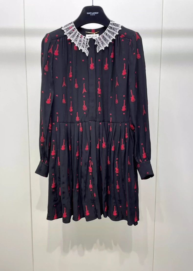 Yves Saint Laurent saint laurent Lace Doll Neck Dress 2501-Nextarrow Size XXS / US 00 / IT 34 - 1 Thumbnail
