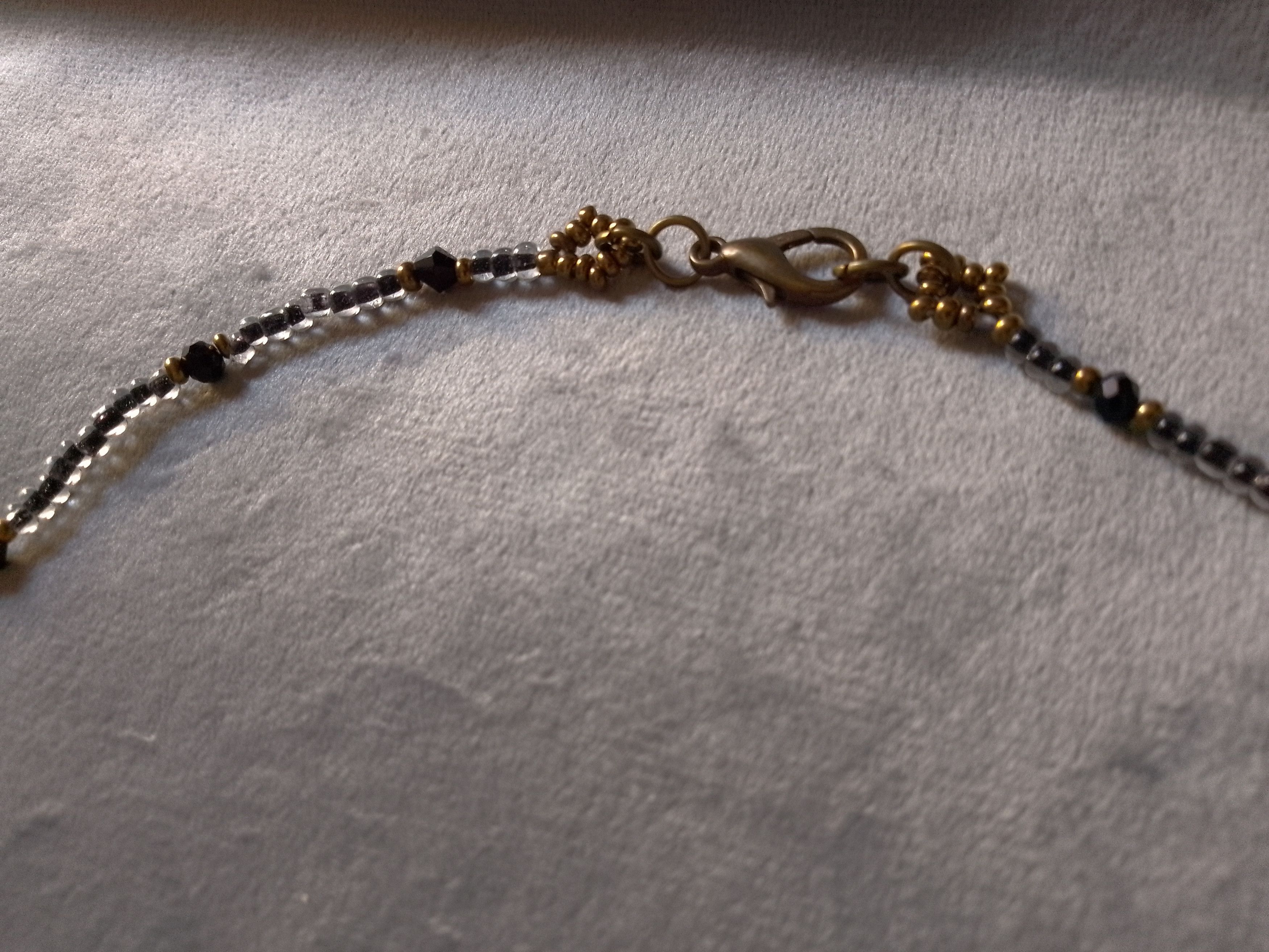 Handmade Vintage necklace Antique brass and eye of tiger gemstones Size ONE SIZE - 10 Thumbnail