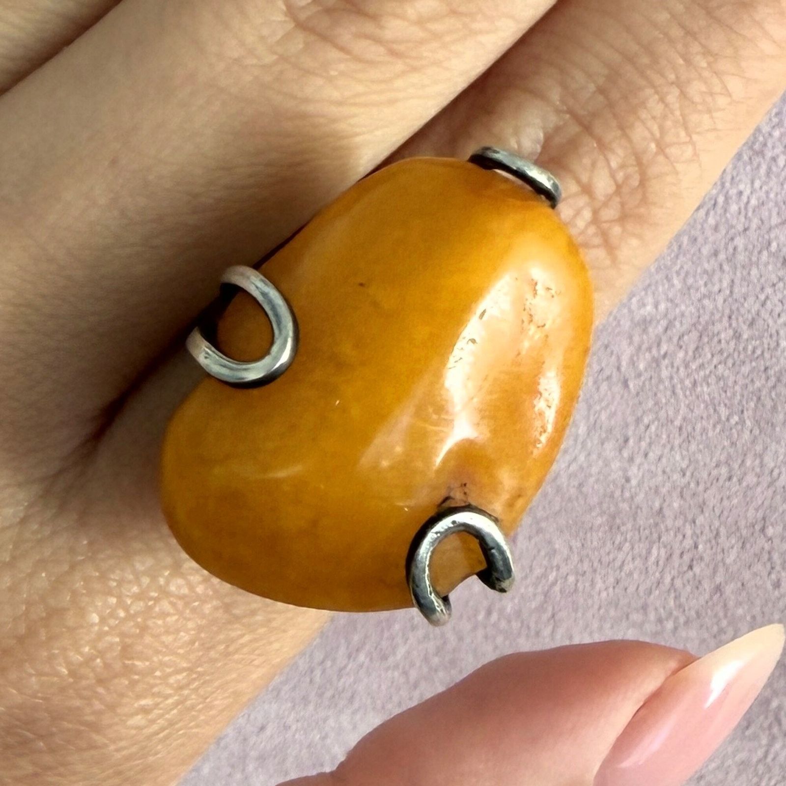 Sterling Silver sterling silver artisan butterscotch amber ring size 10 Size ONE SIZE - 1 Thumbnail