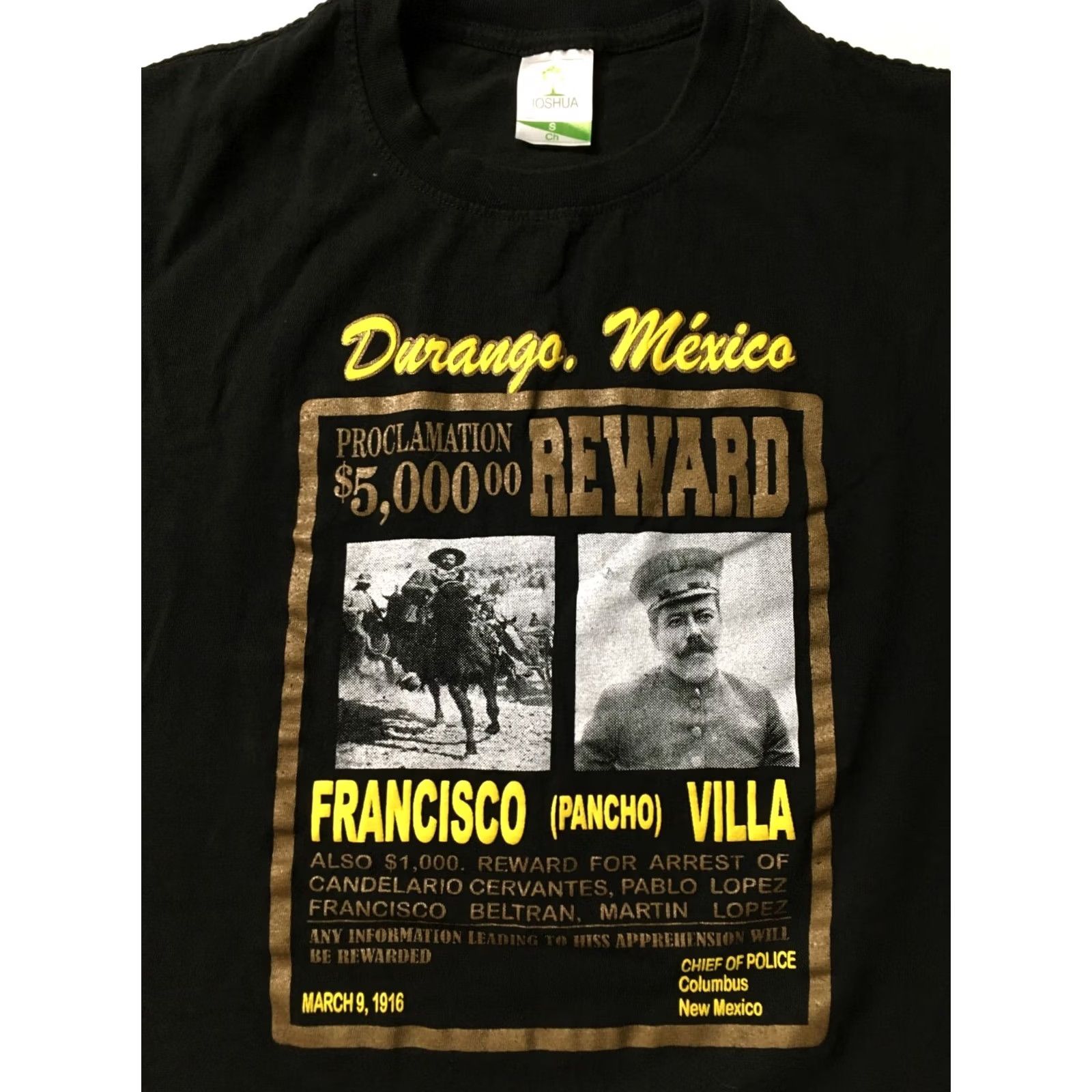 Vintage Pancho Villa T-shirt Fight In the Mexican Revolution 5000 REWARD Durango Shirt Unisex Adults L White Cotton Spellout Crew Neck Vintage: No MDX Size US L / EU 52-54 / 3 - 2 Thumbnail