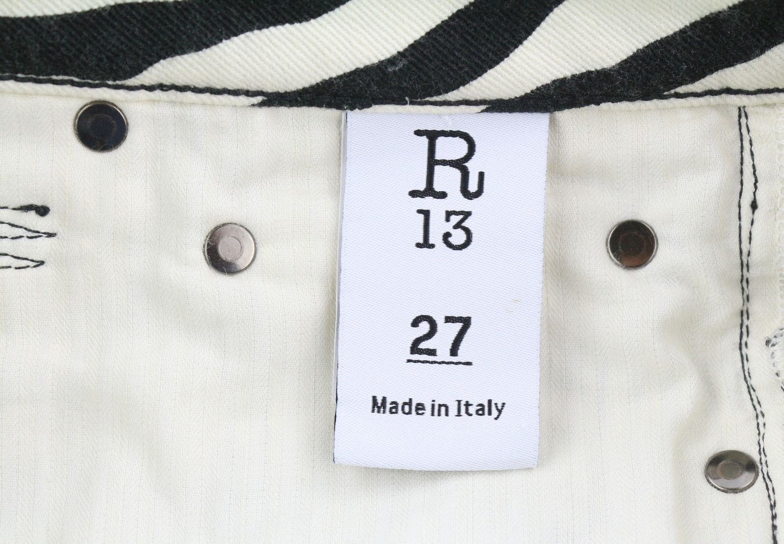 R13 KICK FIT 27 Zebra Print Ankle Cropped Flared Jeans 85835 Size 27" / US 4 / IT 40 - 9 Thumbnail