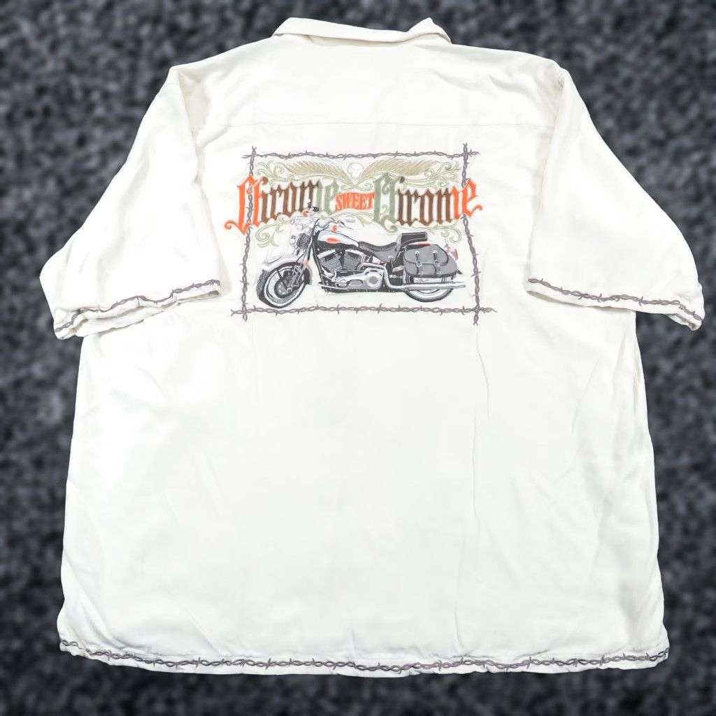 Harley Davidson VINTAGE Harley-Davidson Shirt Mens XXXL Silk Motorcycle Barbwire Hawaiian Tori Richard Size US XXL / EU 58 / 5 - 1 Thumbnail