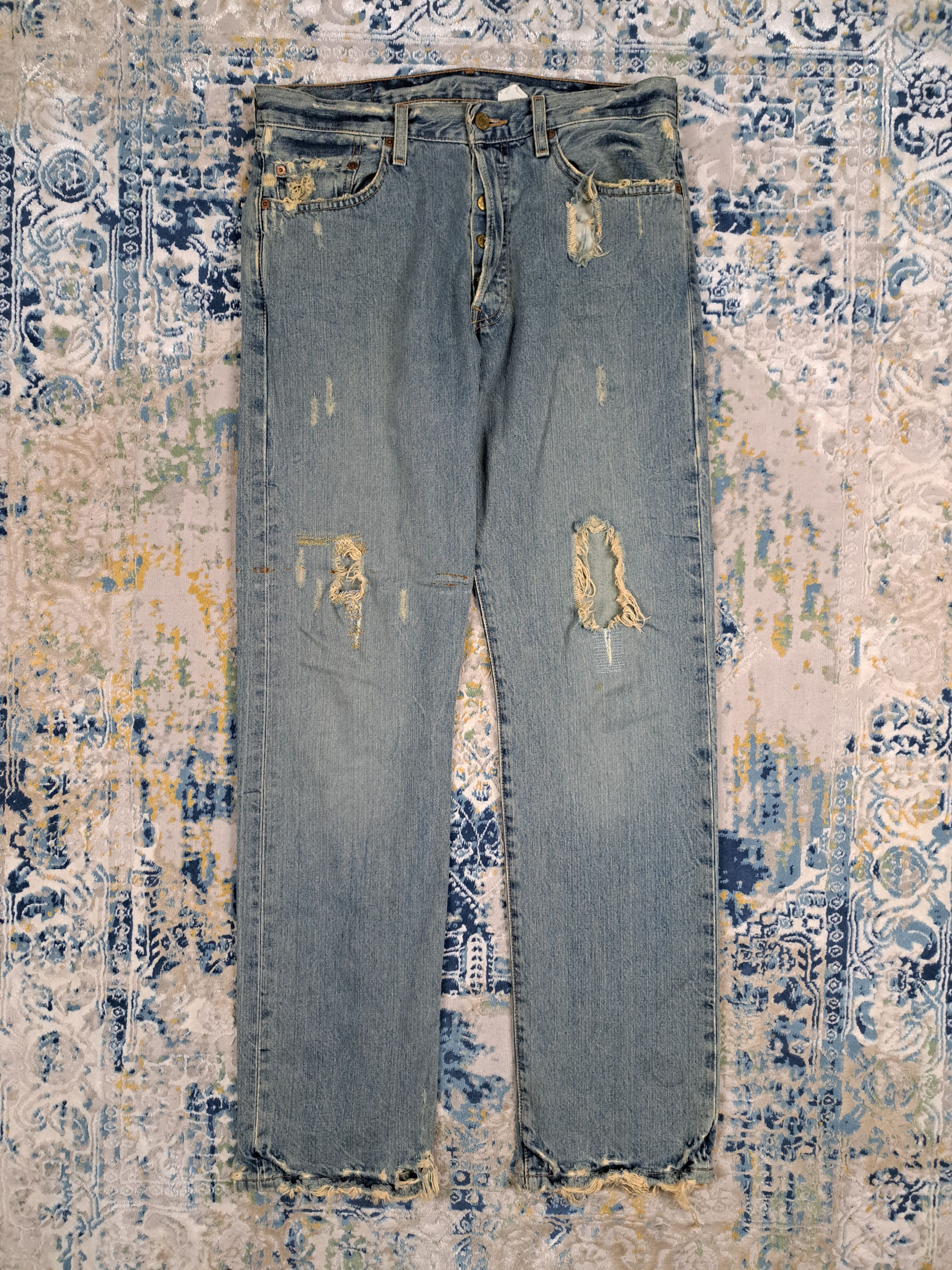 Levi's Vintage Levis 501 OG Miner's Distressed Denim Gold Button Size US 32 / EU 48 - 1 Thumbnail