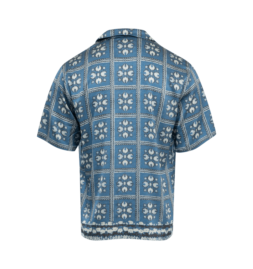Nahmias o1h1sh11224 Tield Silk Shirt in Tiled Print Size US XL / EU 56 / 4 - 5 Thumbnail