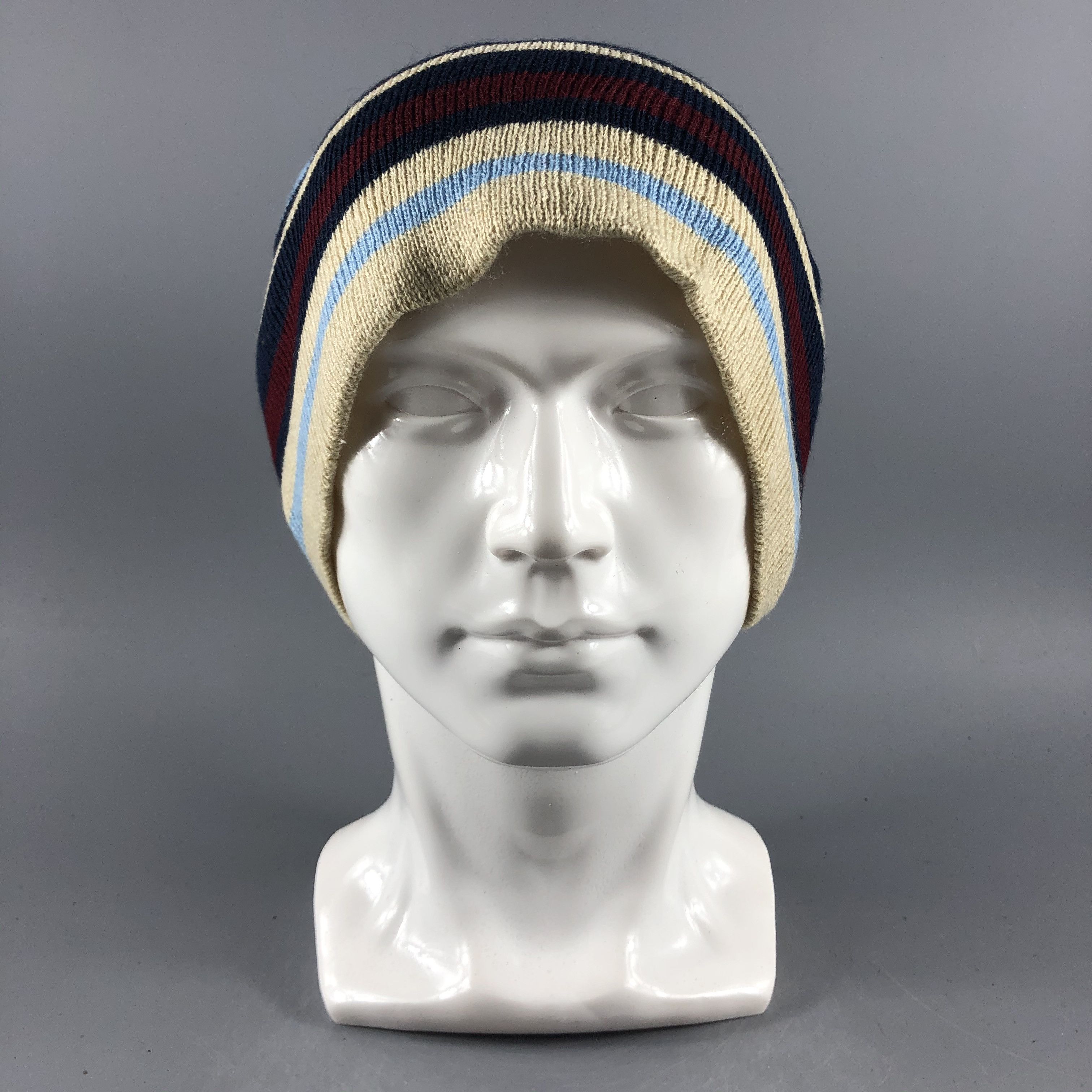 Japanese Brand × Vintage Unknown Stripe Minimalist Beanie Snow Hat Snow Cap -D042 Size ONE SIZE - 7 Thumbnail