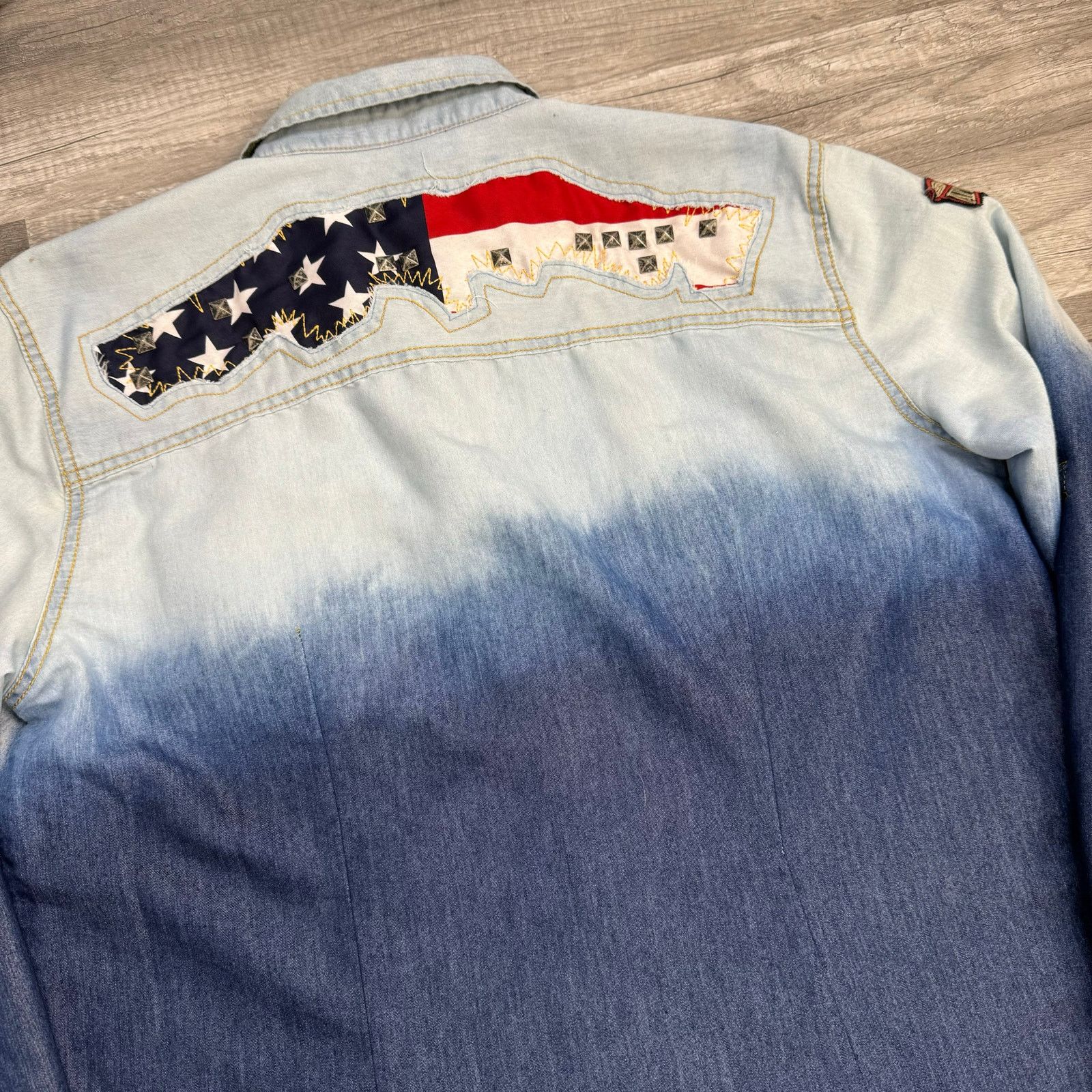 Affliction Affliction Womens Blue Ombré Button Shirt Patriotic Large Size L / US 10 / IT 46 - 8 Thumbnail