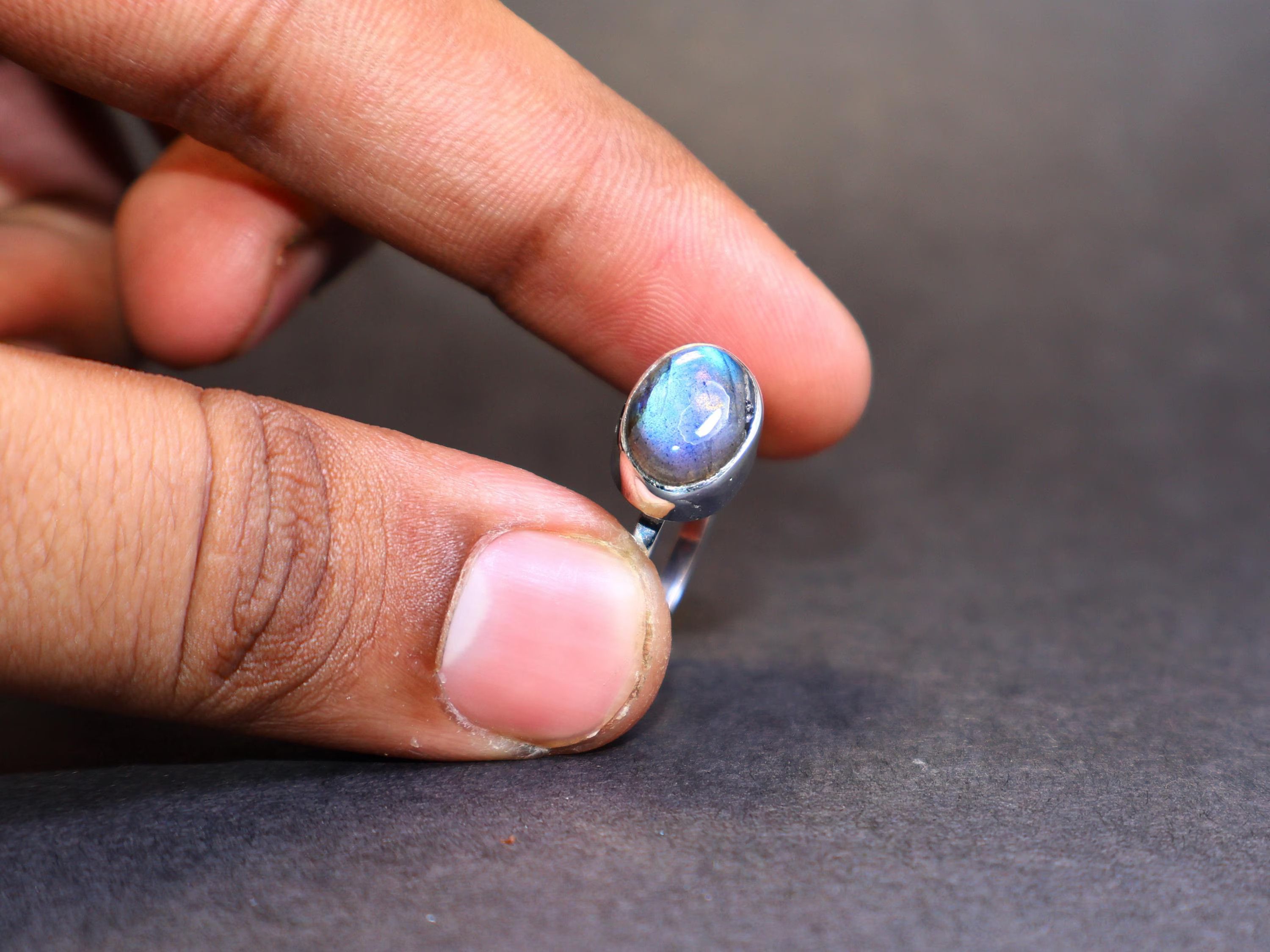 Handmade Labradorite Ring, 925 Sterling Silver Handmade Gemstone Ring Size ONE SIZE - 6 Thumbnail