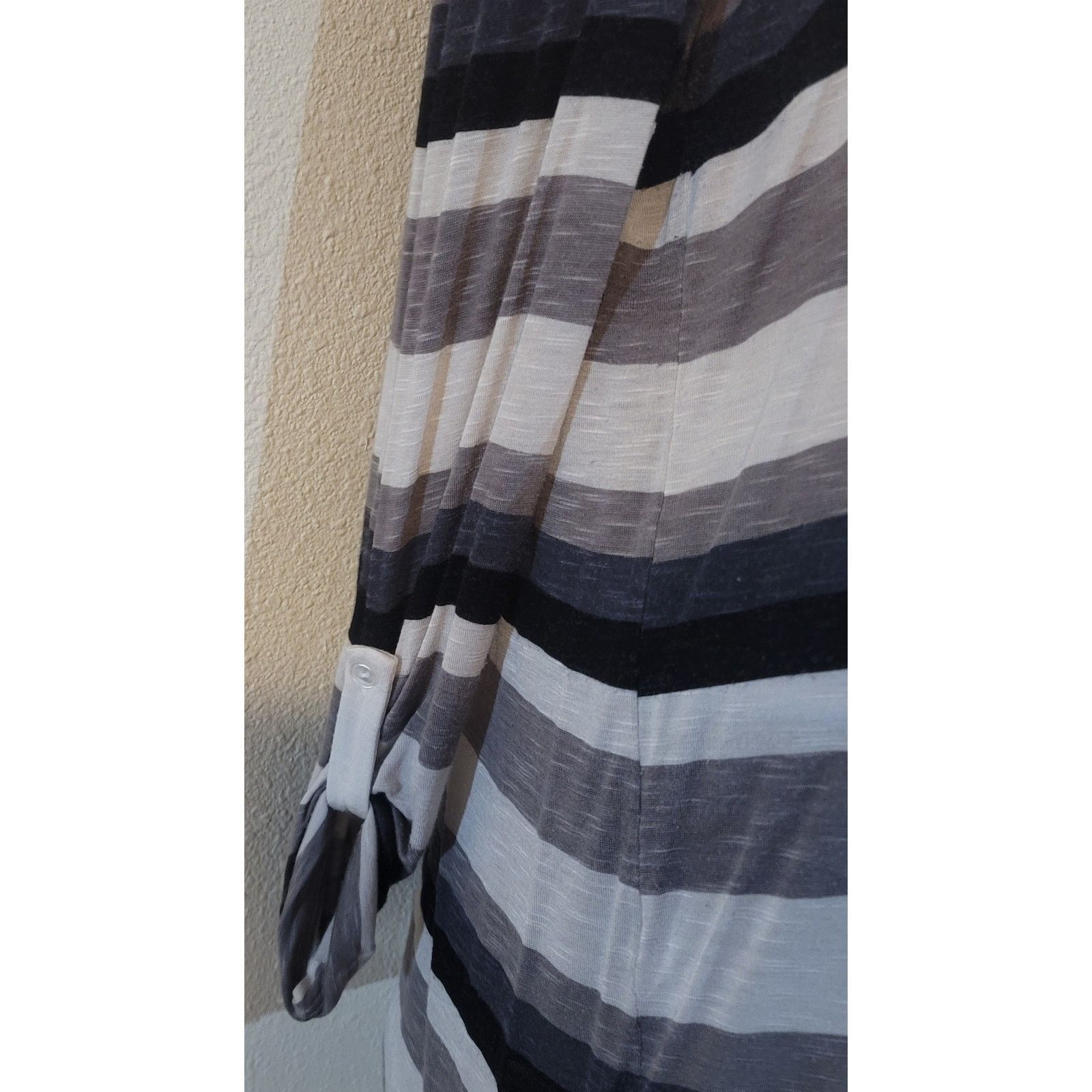 Other Leo & Nicole White Gray Striped Slub Knit Women's Shirt XS Size XS / US 0-2 / IT 36-38 - 2 Thumbnail