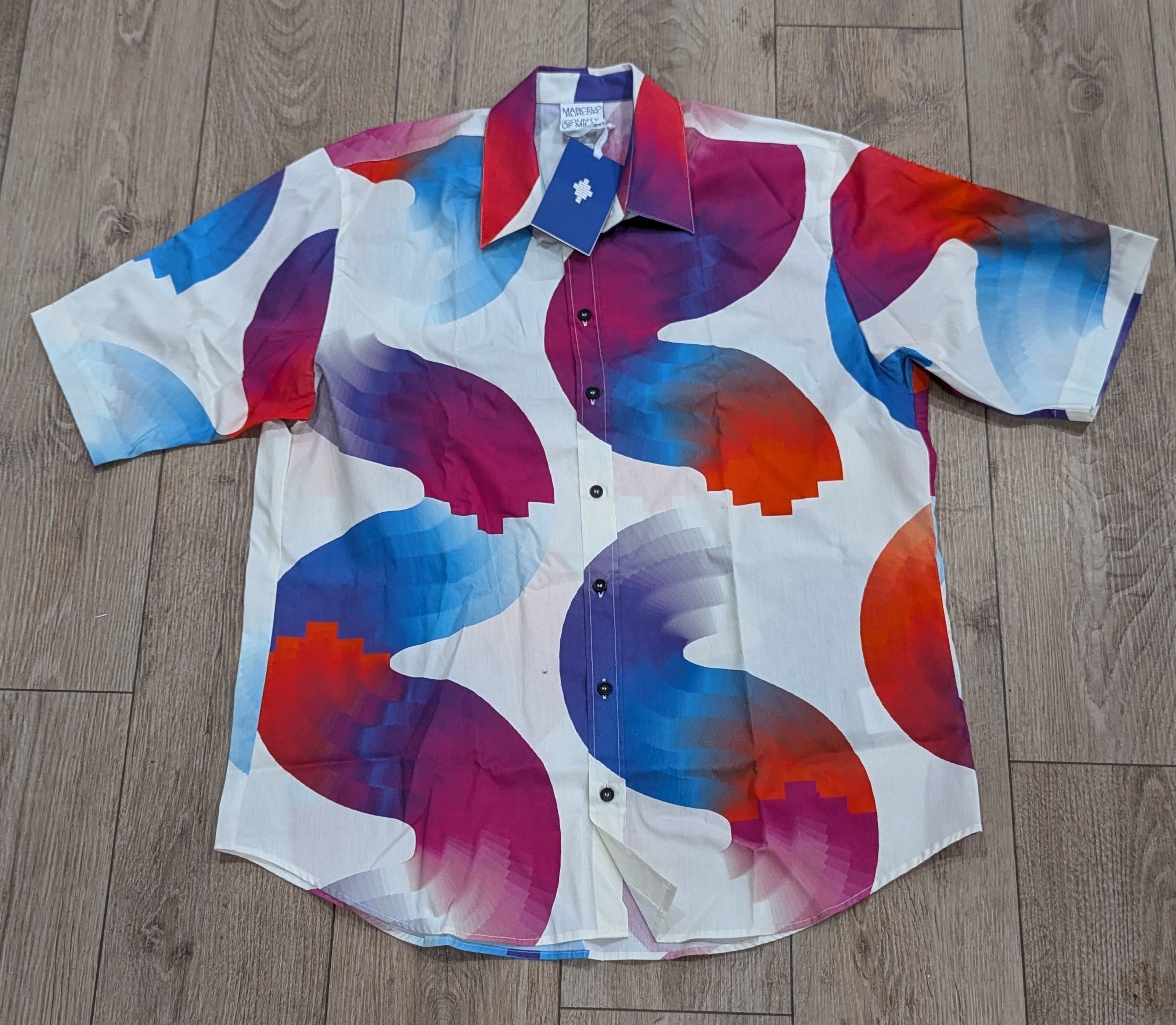 Marcelo Burlon Marcelo Burlon Cross Waves Printed Button Up Shirt White M Size US M / EU 48-50 / 2 - 1 Thumbnail