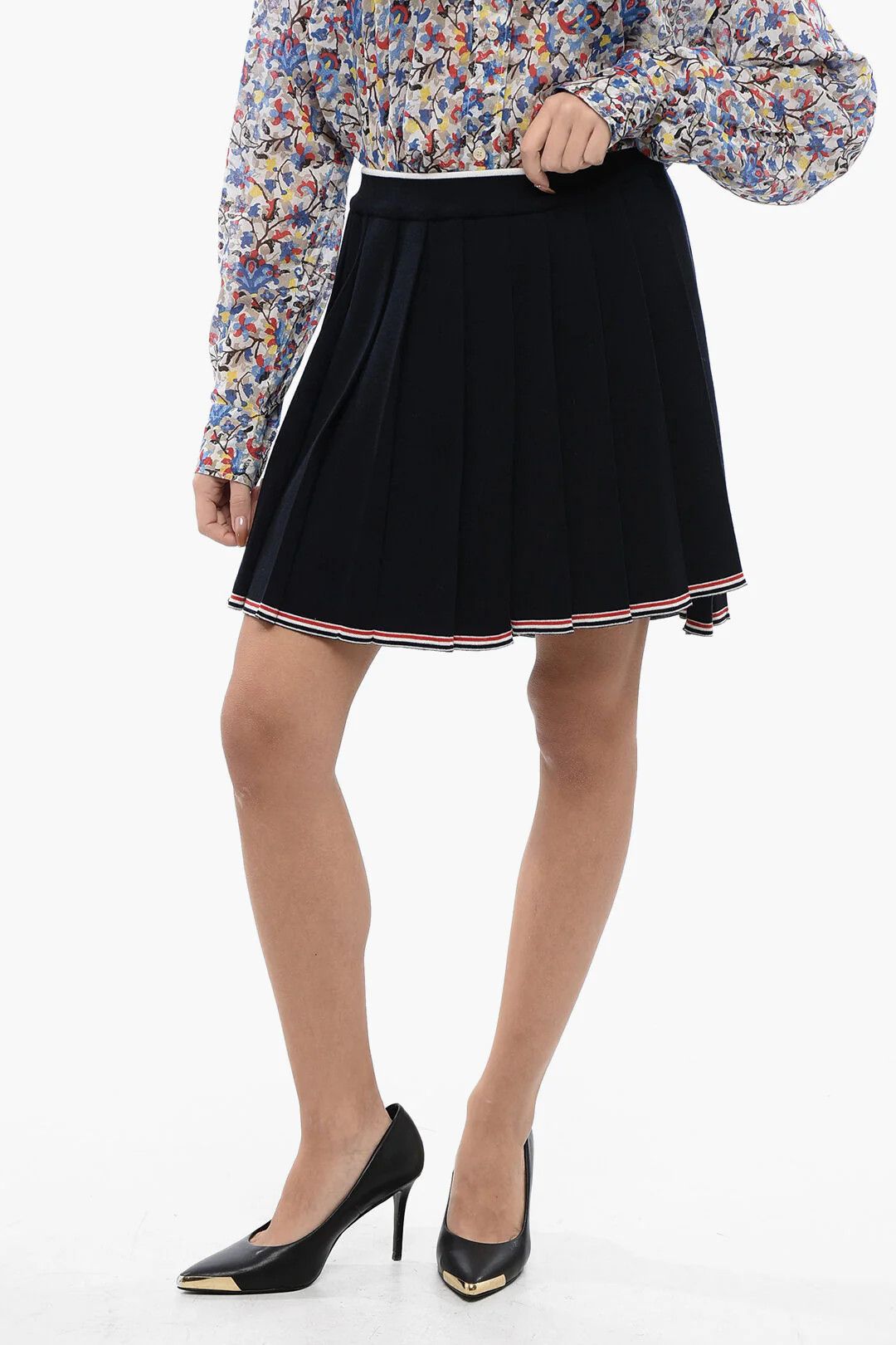 Thom Browne og1mm0426 Plissé Knit Miniskirt in Blue Size 27" / US 4 / IT 40 - 1 Thumbnail