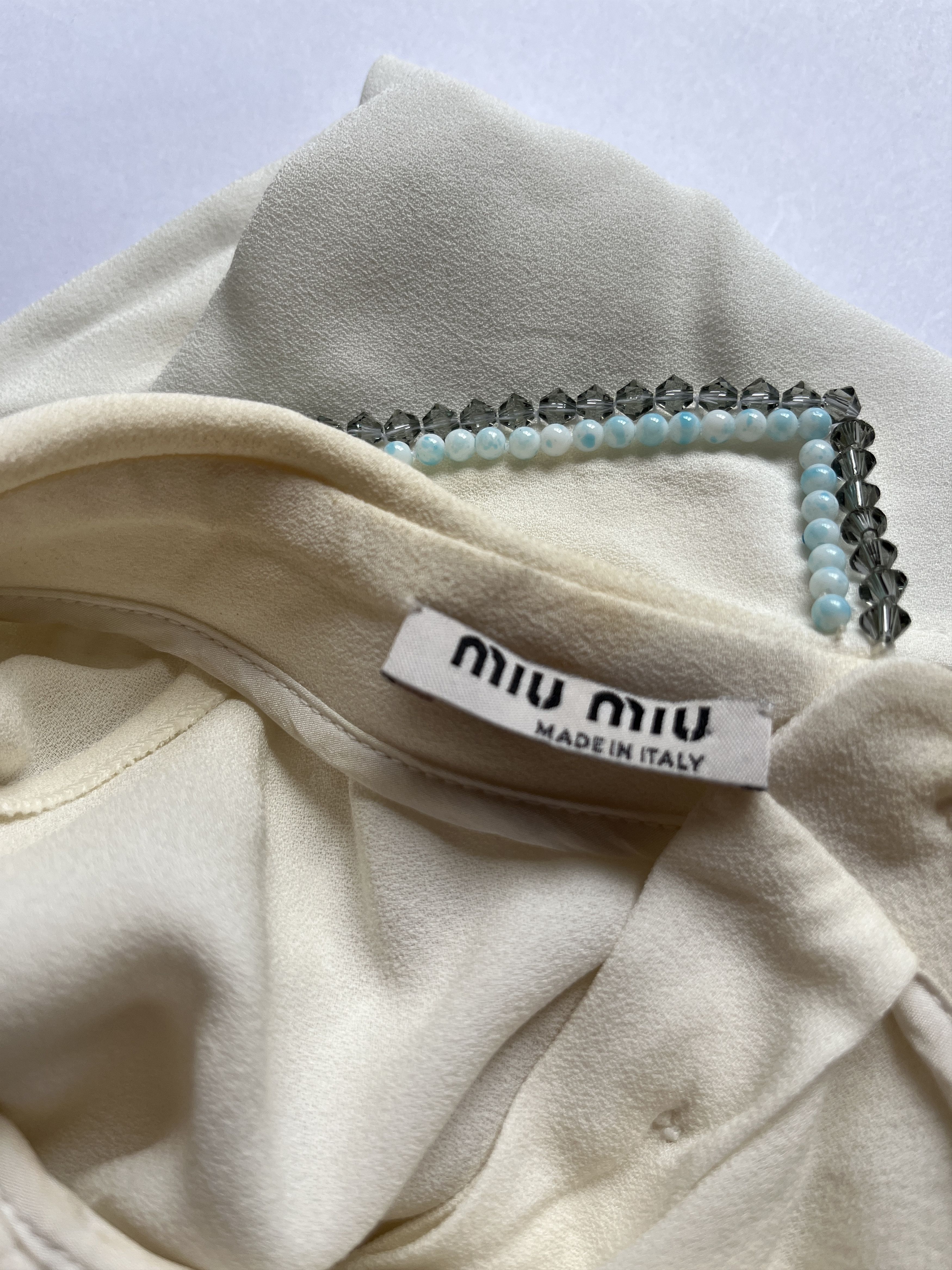 Miu Miu ⚡️QUICK SALE⚡️ 2015 Miu Miu Cream Blouse Top with Beading Size M / US 6-8 / IT 42-44 - 8 Thumbnail